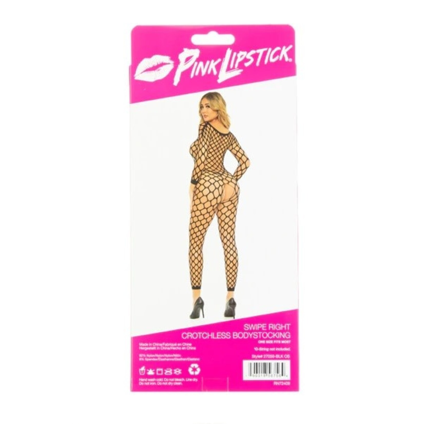 PINK LIPSTICK PINK LIPSTICK SWIPE RIGHT CROTCHLESS BODYSTOCKING - BLACK