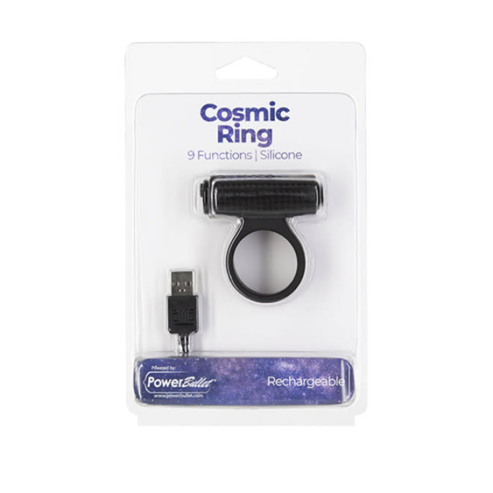 POWERBULLET - COSMIC RING - VIBRATING COCK RING - BLACK