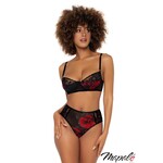 MAPALE MAPALE -  ROSE PRINT 2PC BLACK-RED S/M
