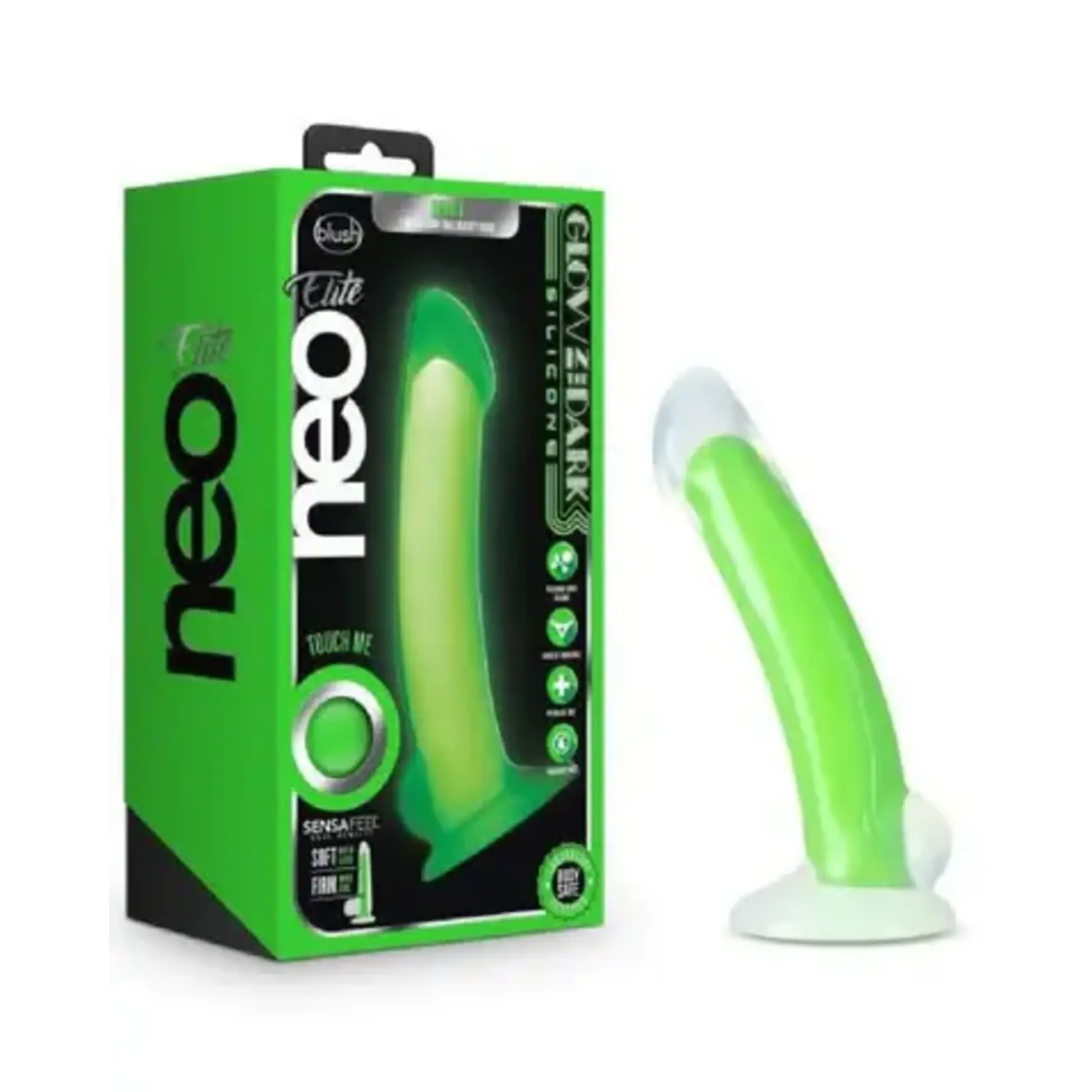 BLUSH BLUSH - NEO ELITE - GLOW IN THE DARK - OMNIA 7" DILDO - NEON GREEN