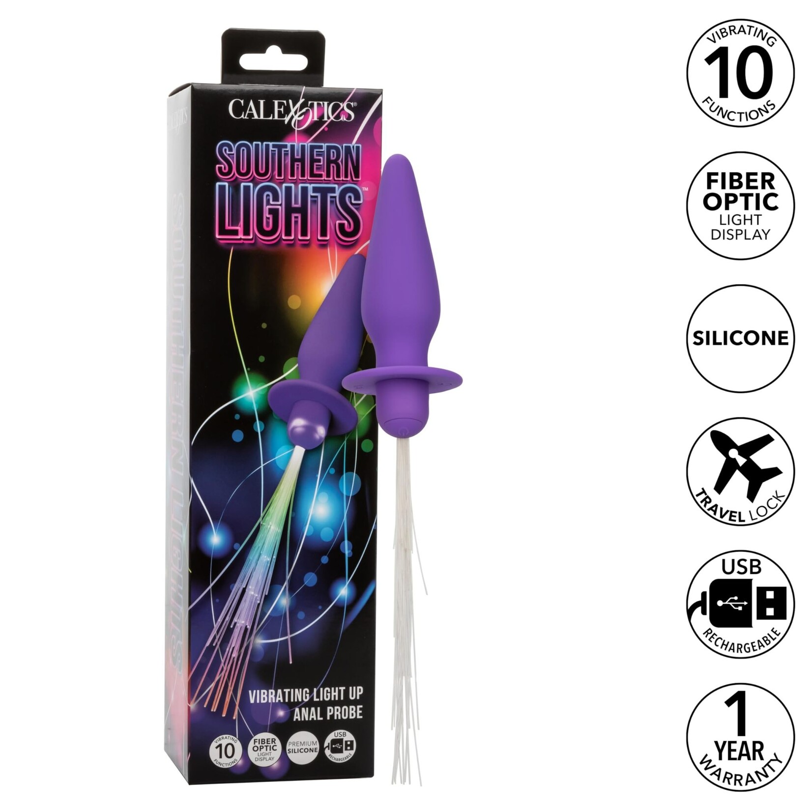CALEXOTICS SOUTHERN LIGHTS VIBRATING BUTT PLUG IN PURPLE
