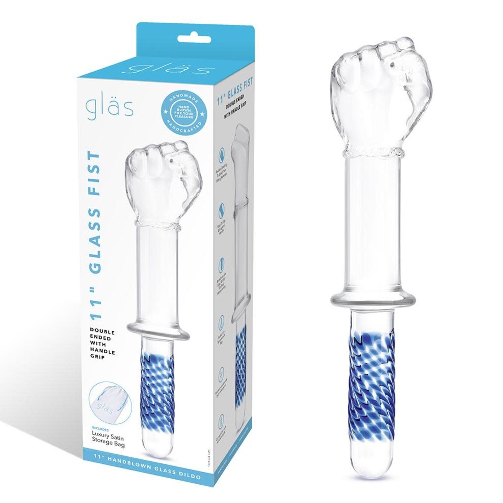GLAS GLAS 11 INCH GLASS FIST DOUBLE ENDED DILDO