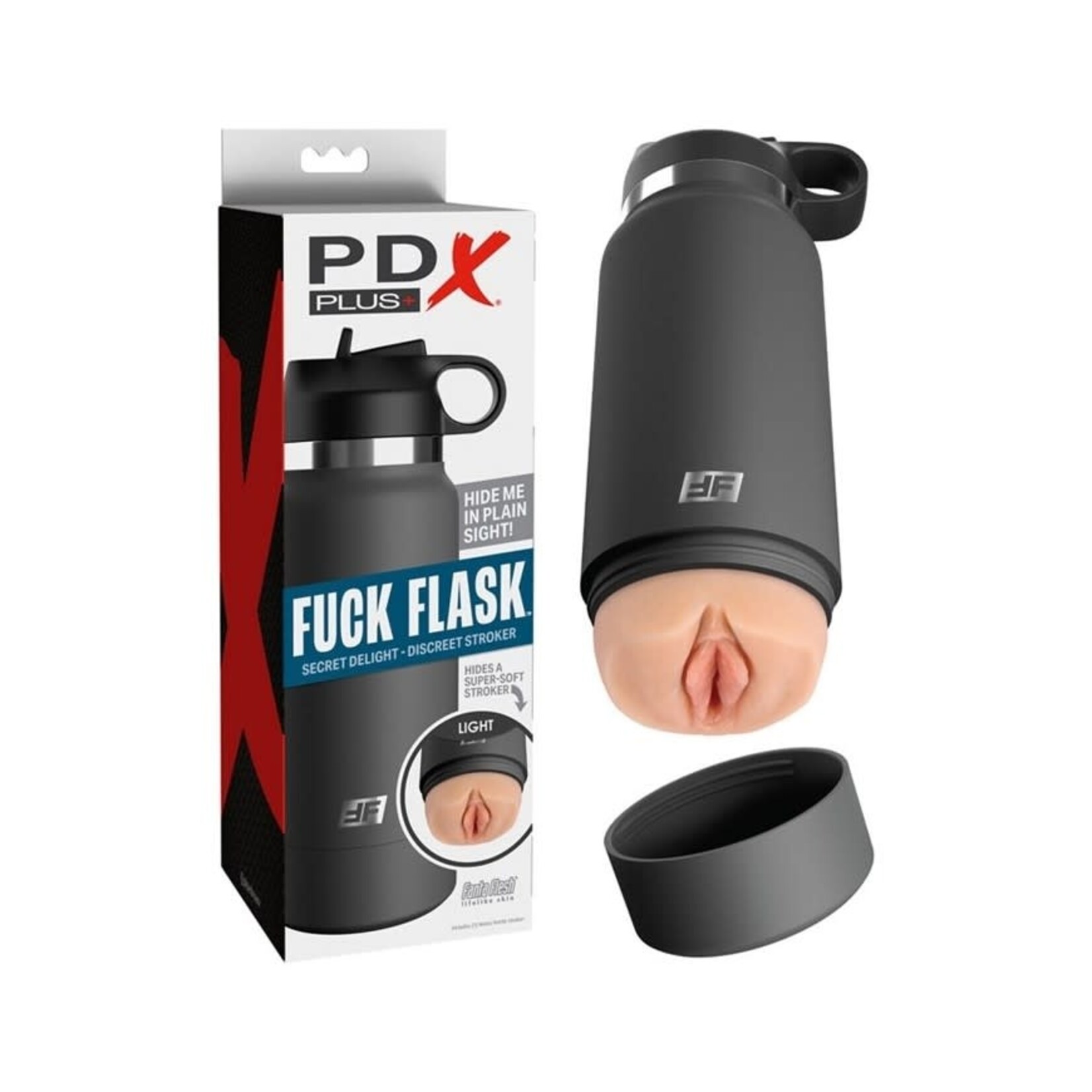 PDX PDX PLUS GREY F*CK FLASK DISCREET STROKER IN LIGHT
