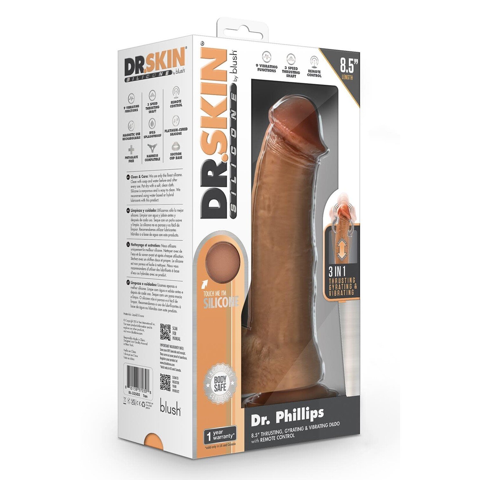 BLUSH BLUSH - DR. SKIN SILICONE - DR. PHILLIPS 8.5" THRUSTING DILDO - TAN