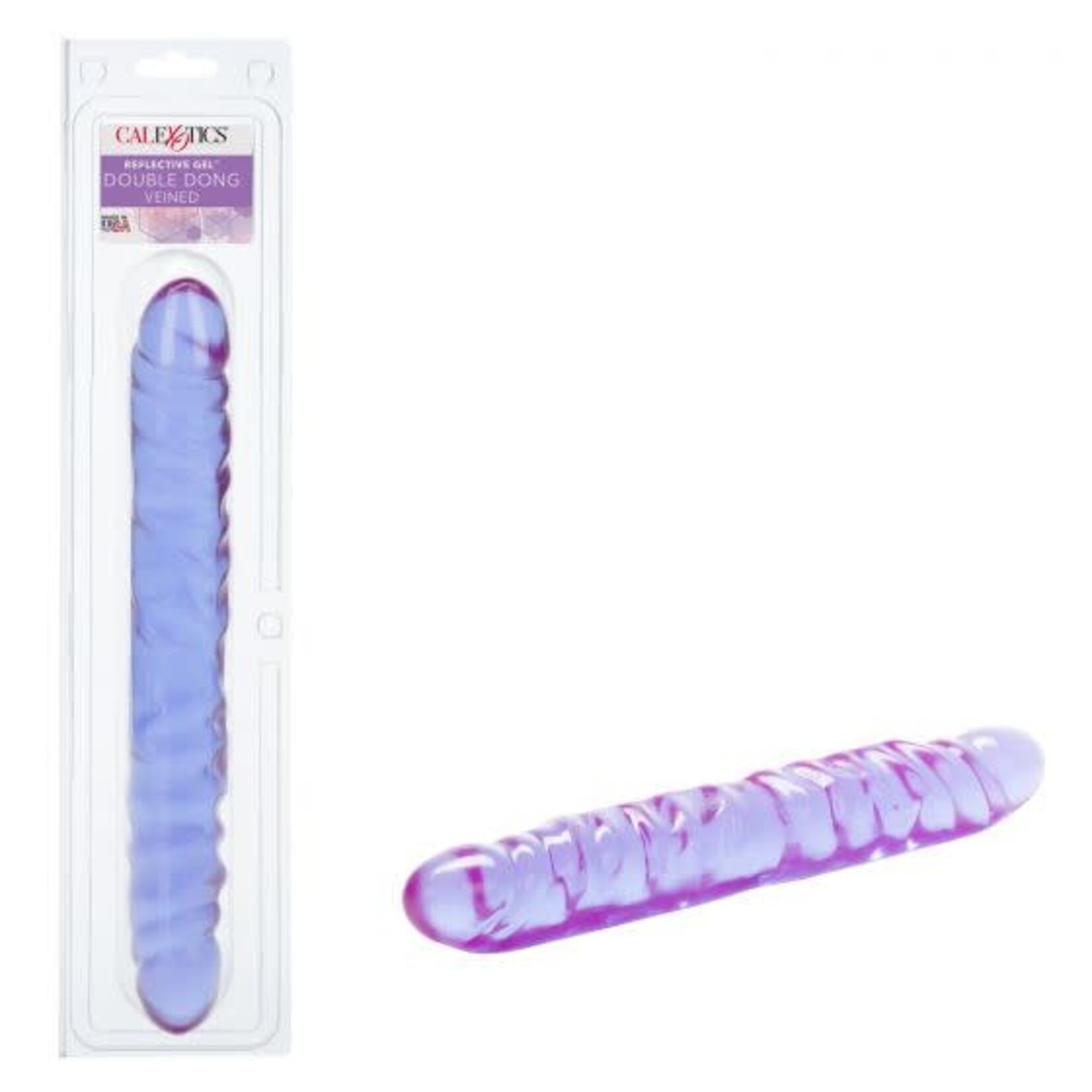 CALEXOTICS REFLECTIVE GEL 12 INCH VEINED DOUBLE DILDO
