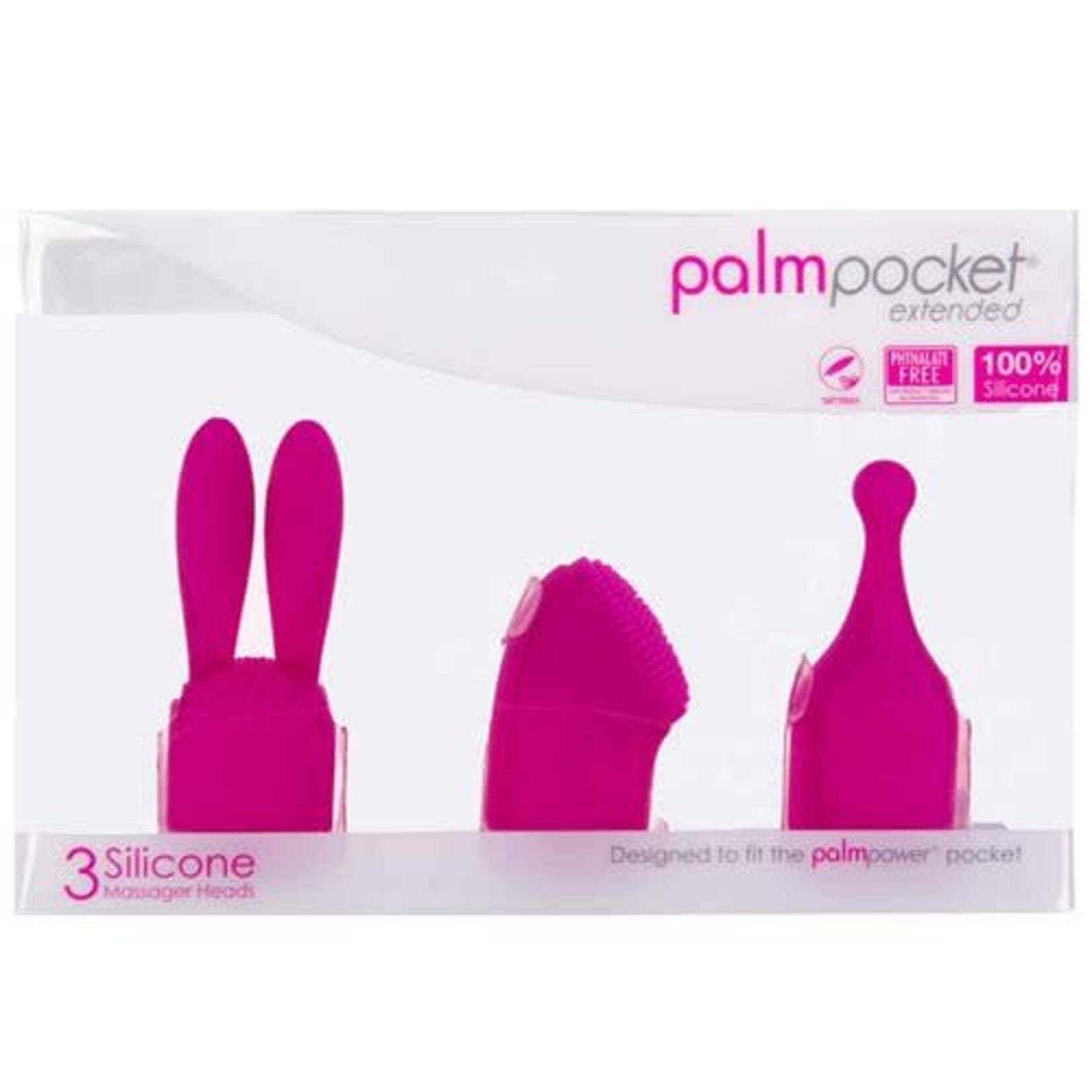 PALMPOCKET EXTENDED - SILICONE MASSAGE HEADS - FOR USE WITH PALMPOWER POCKET - PINK