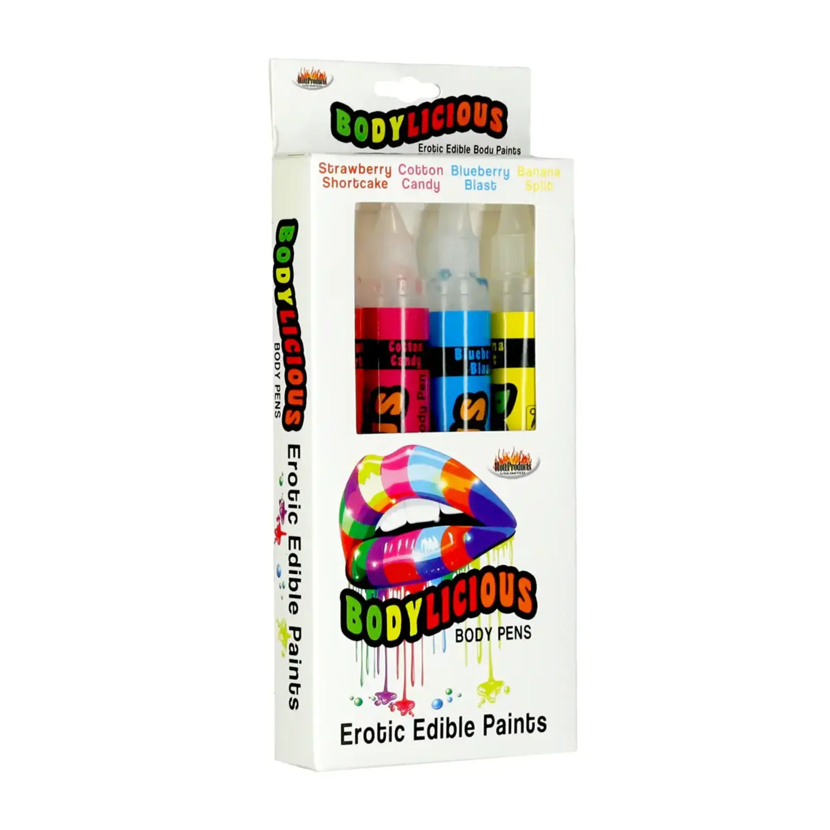 HOTT PRODUCTS - BODYLICIOUS EROTIC EDIBLE PAINT BODY PENS - 4 PACK