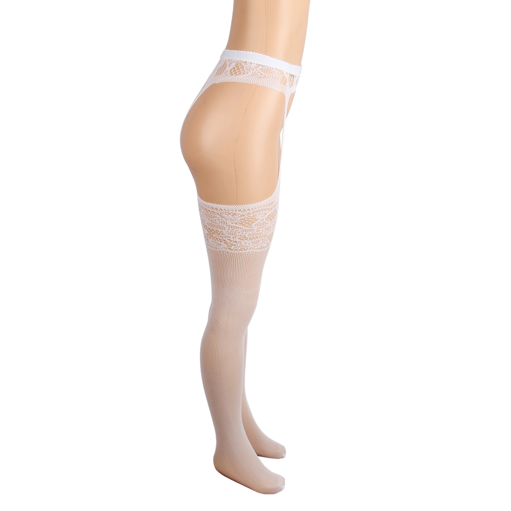 OH YEAH! OH YEAH! -  WHITE SEXY JACQUARD FISHNET PANTYHOSE TIGHTS WHITE  L-2XL
