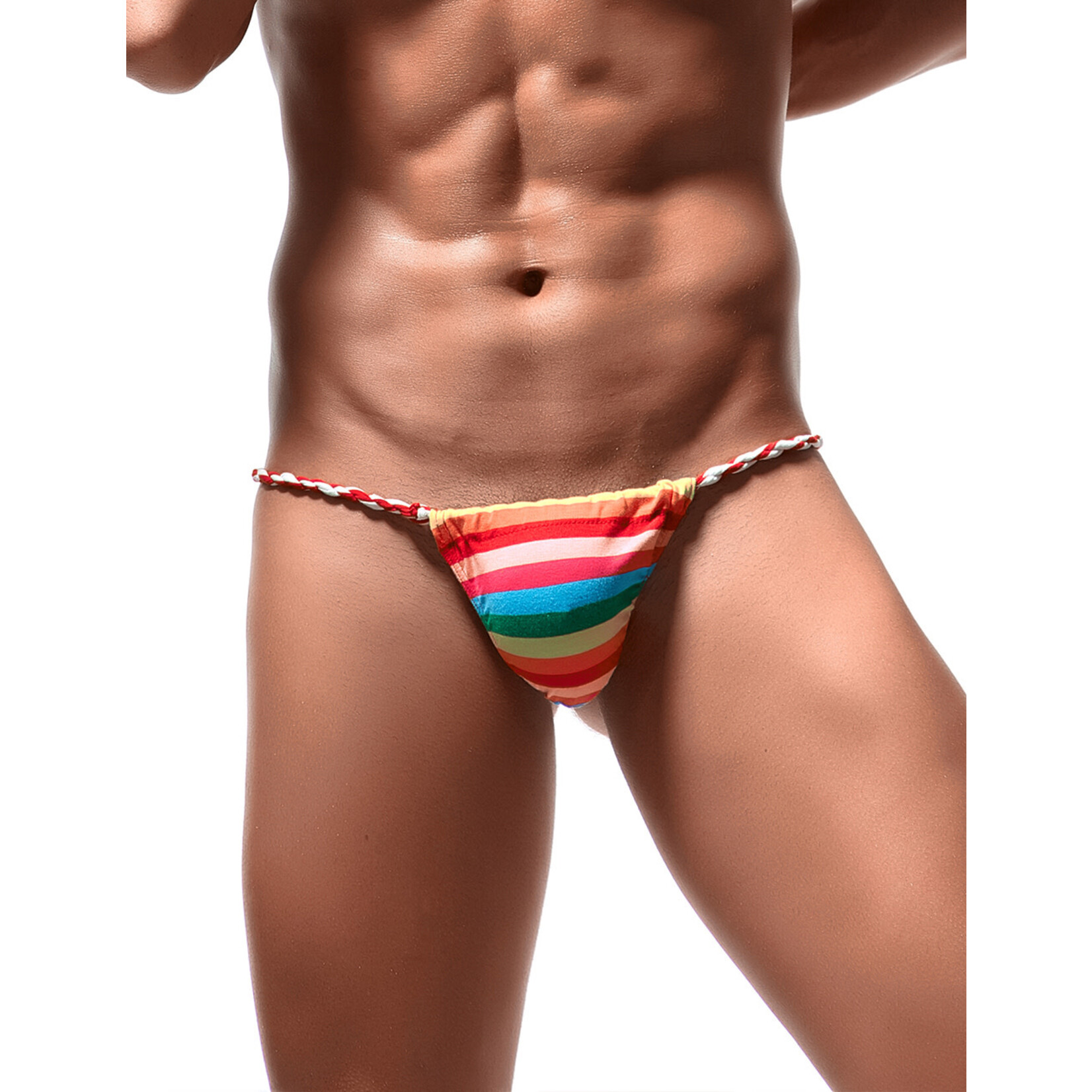 OH YEAH! OH YEAH! -  MEN'S SEXY RAINBOW STRIPE THONG RAINBOW SMALL