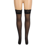 OH YEAH! OH YEAH! -  BLACK SEXY LACE VERTICAL LINE STOCKINGS WITH SILICONE BLACK  XS-M