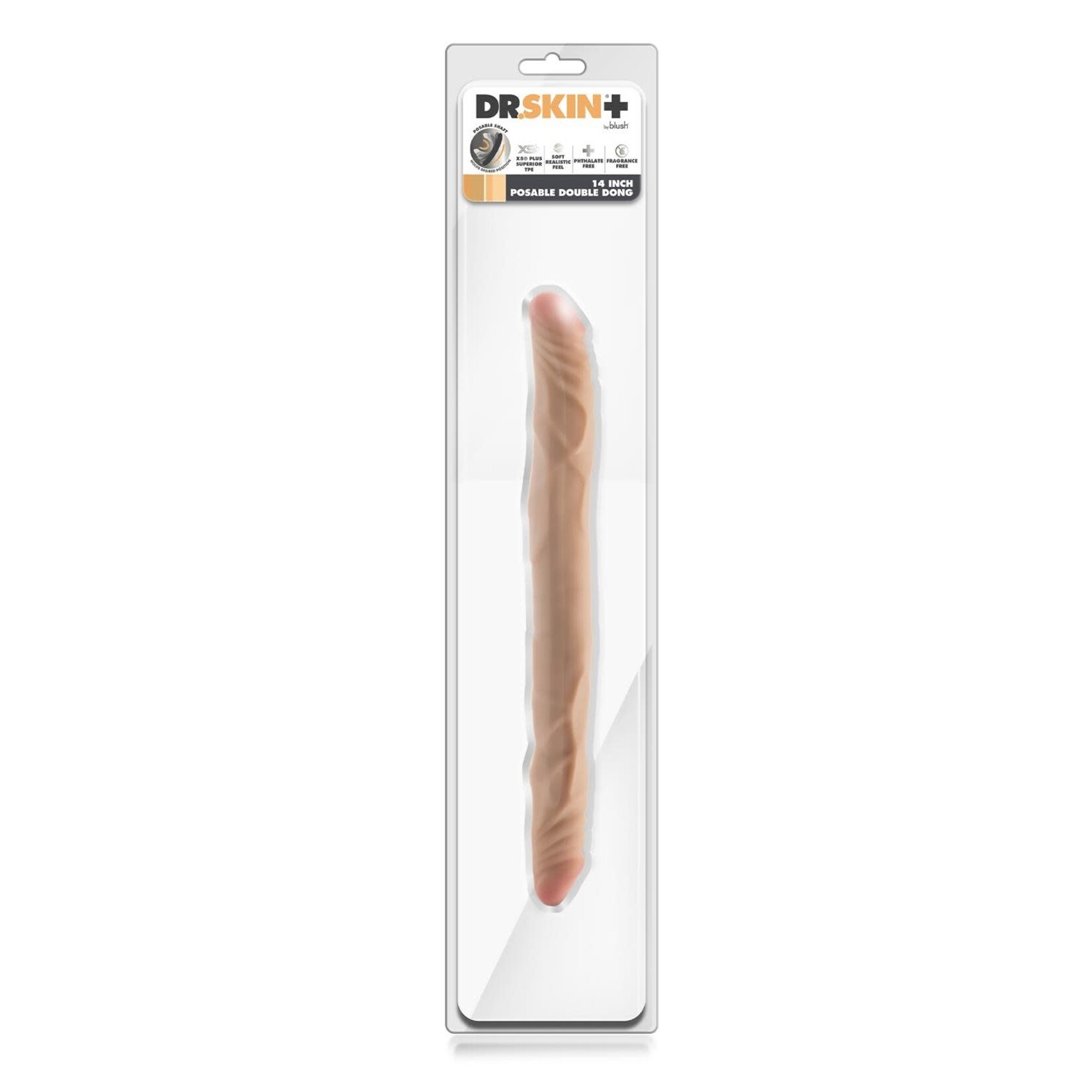 BLUSH BLUSH - DR. SKIN PLUS - 14" POSABLE DOUBLE DONG - BEIGE