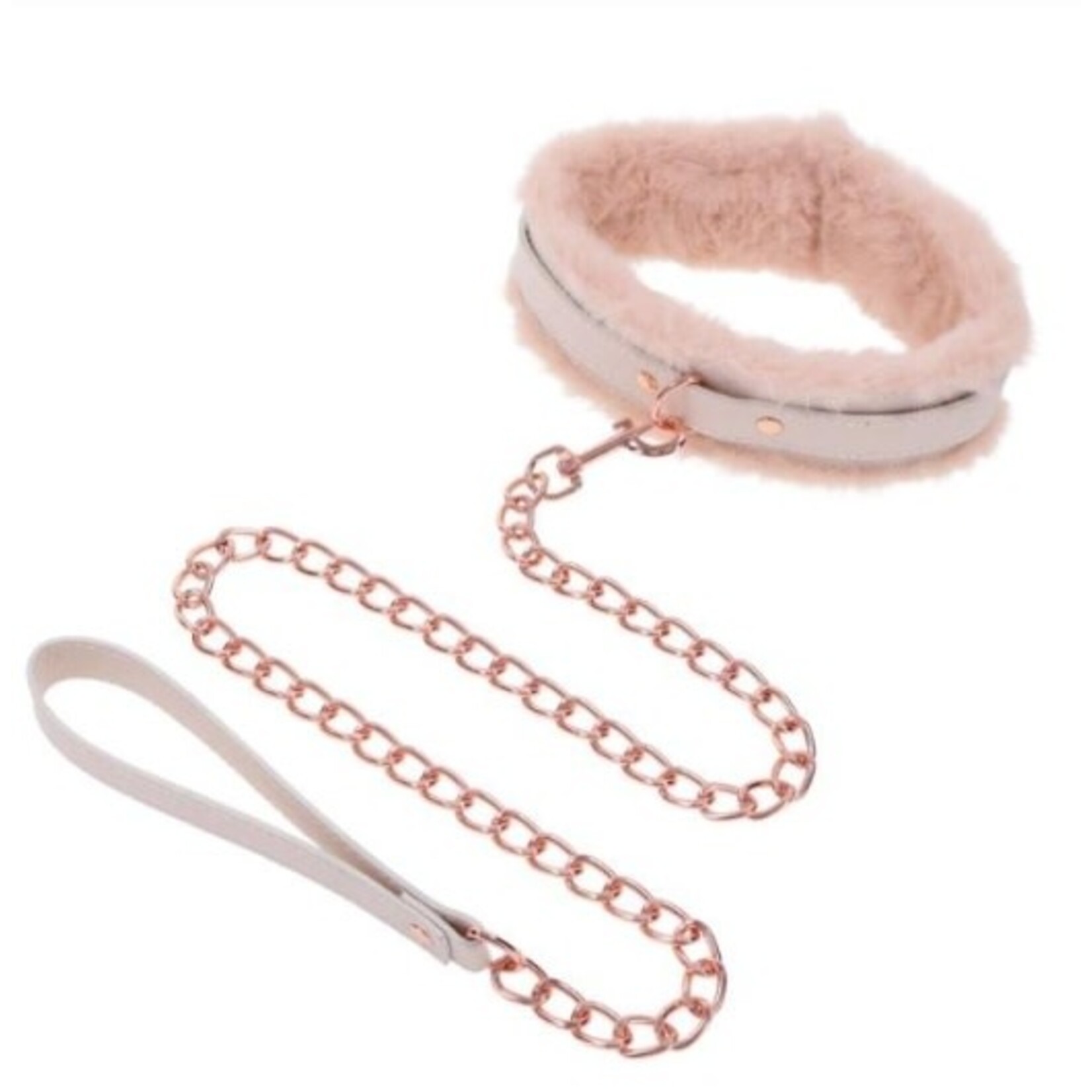 SEX & MISCHIEF S&M PEACHES 'N CREAME FUR COLLAR AND LEASH