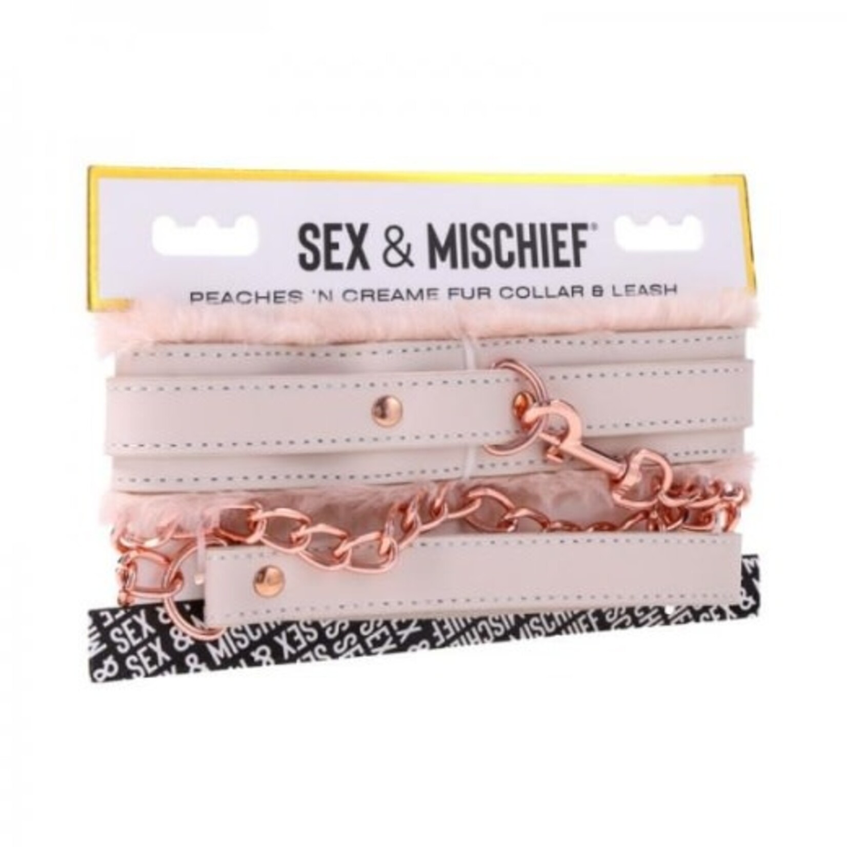 SEX & MISCHIEF S&M PEACHES 'N CREAME FUR COLLAR AND LEASH