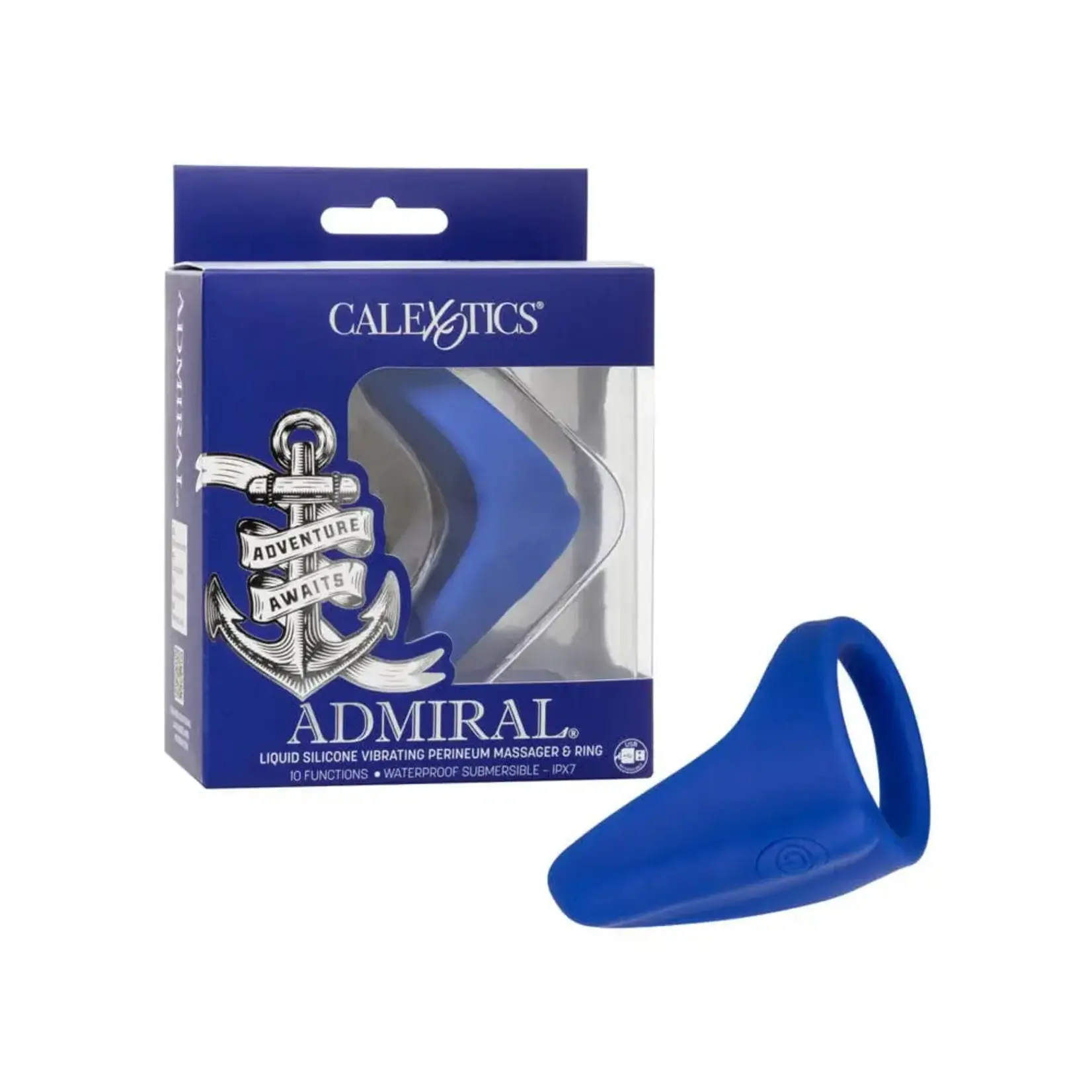 CALEXOTICS ADMIRAL LIQUID SILICONE VIBRATING PERINEUM MASSAGER & RING