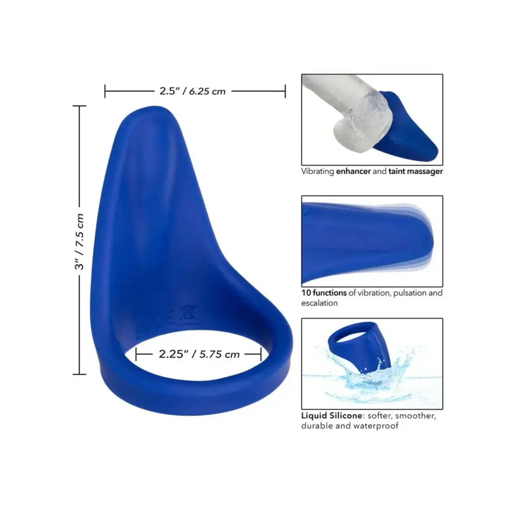 CALEXOTICS ADMIRAL LIQUID SILICONE VIBRATING PERINEUM MASSAGER & RING