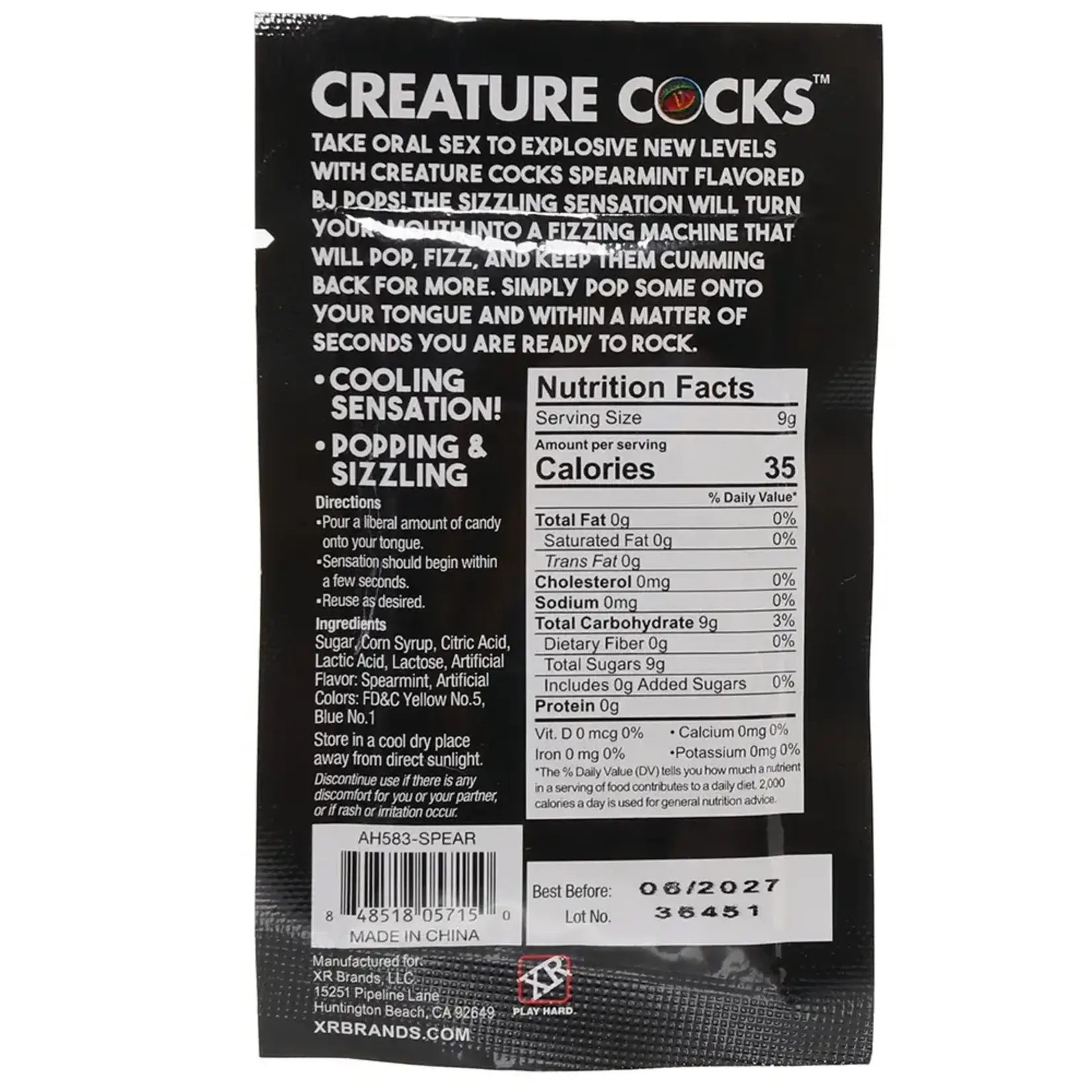 CREATURE COCKS CREATURE COCKS BJ POPS! CANDY .32OZ/90G IN SPEARMINT