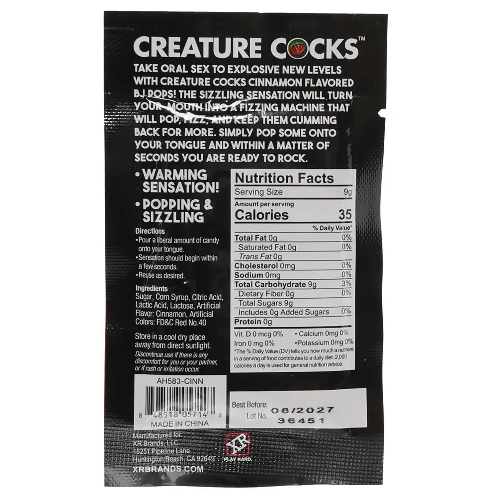 CREATURE COCKS CREATURE COCKS BJ POPS! CANDY .32OZ/90G IN CINNAMON
