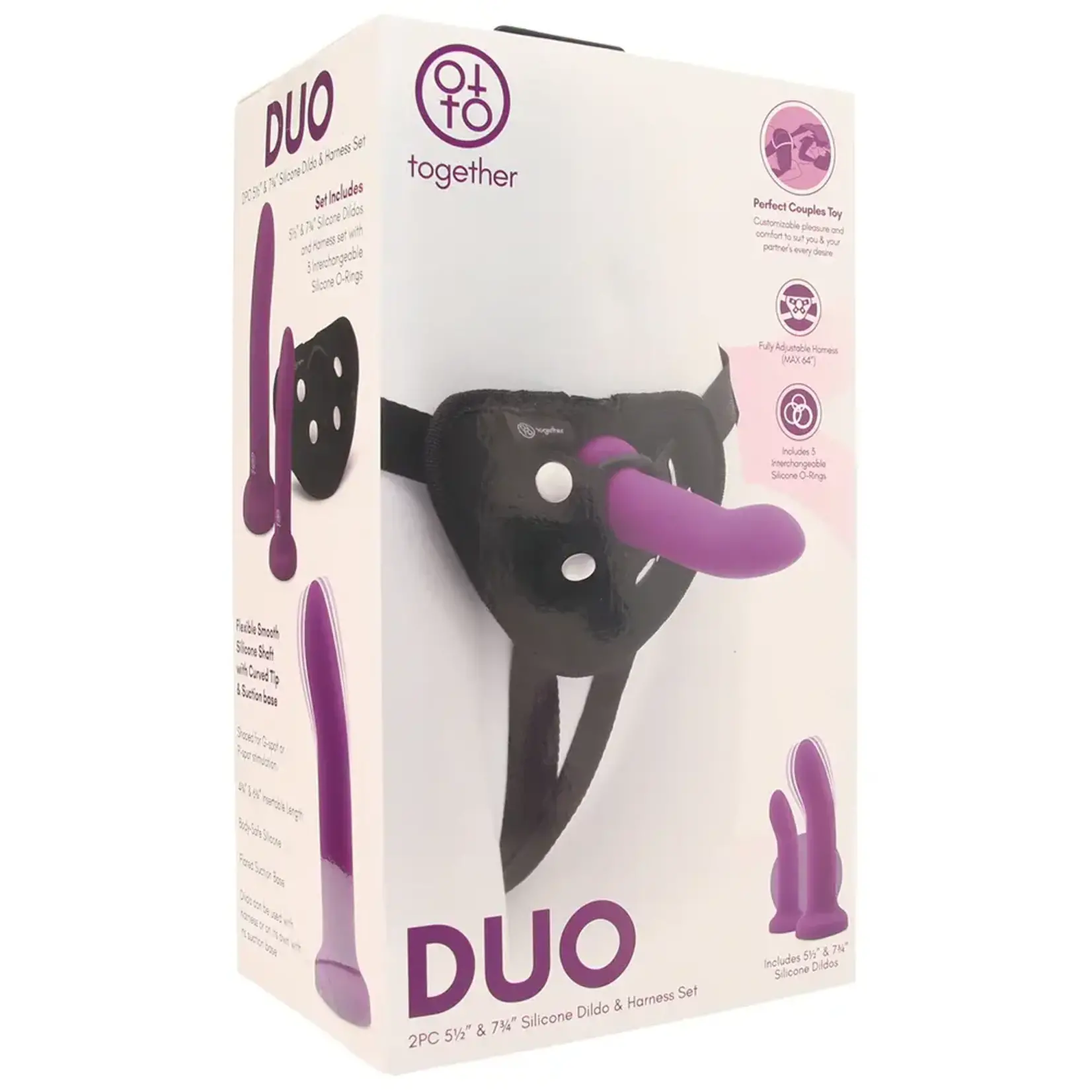 TOGETHER DUO 5.5 AND 7.75 INCH DILDO AND HARNESS SET