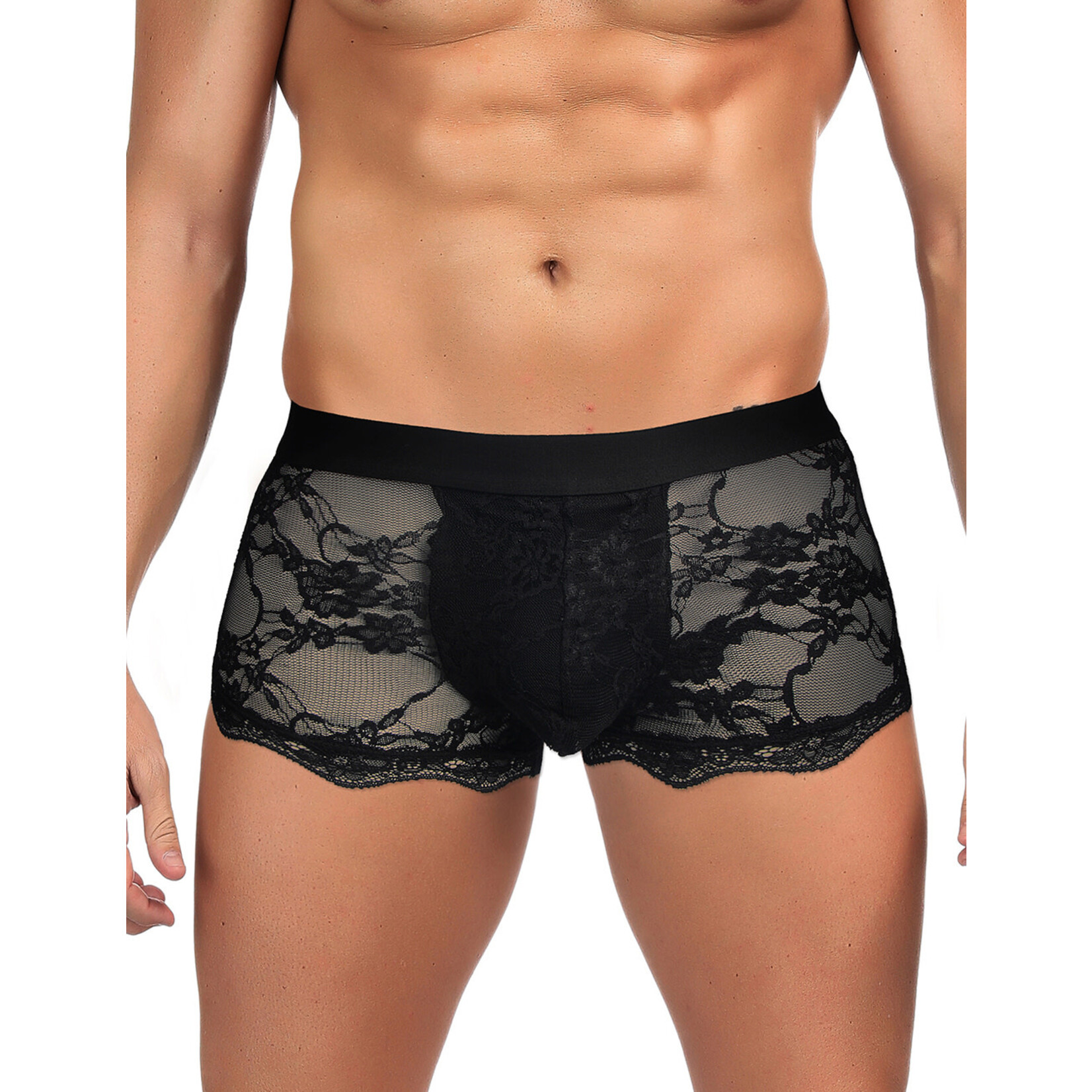 OH YEAH! OH YEAH! -  BLACK SEXY LACE SEE THROUGH MEN UNDERWEAR   BLACK LARGE