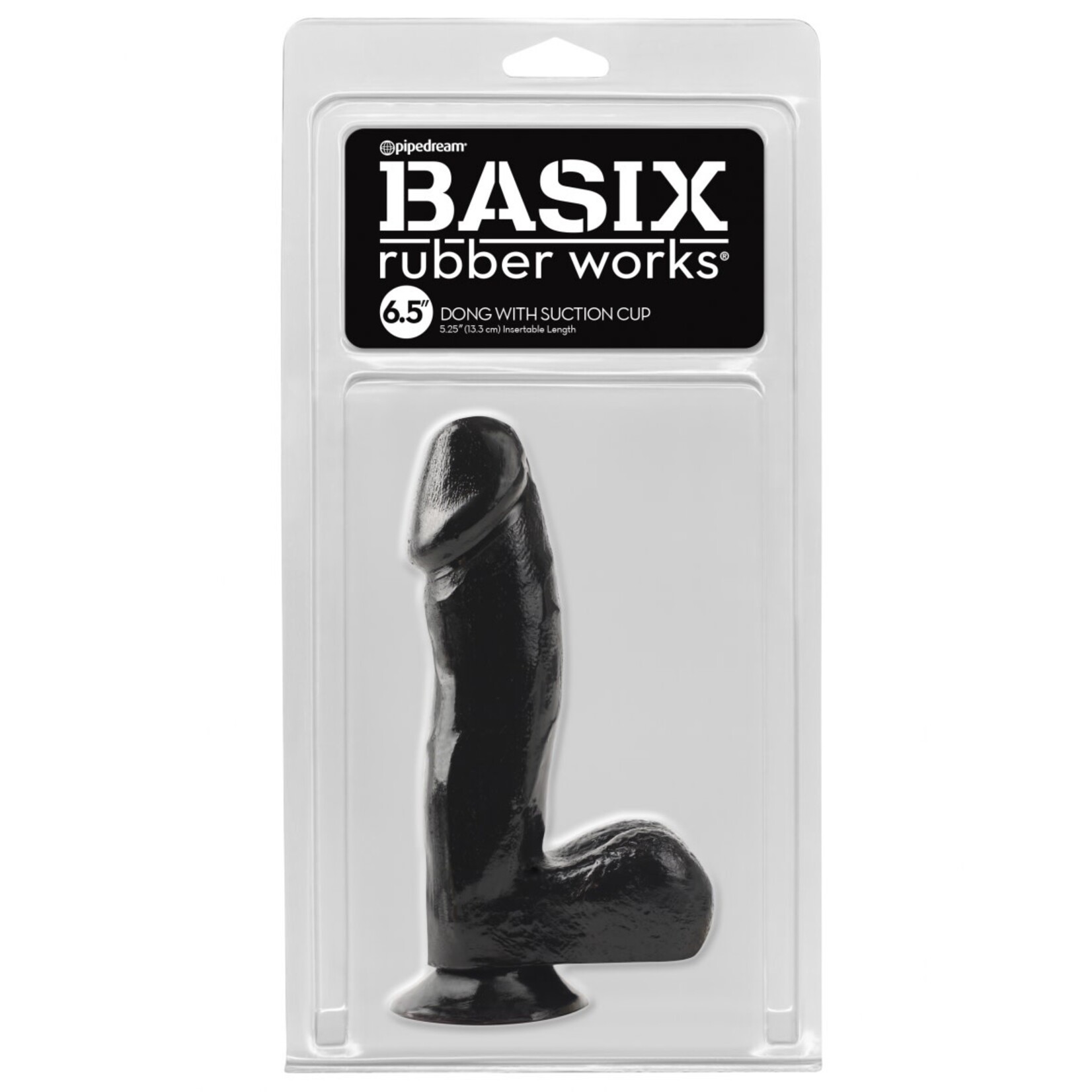 BASIX RUBBER WORKS 6.5" DONG WITH SUCTION CUP BLACK