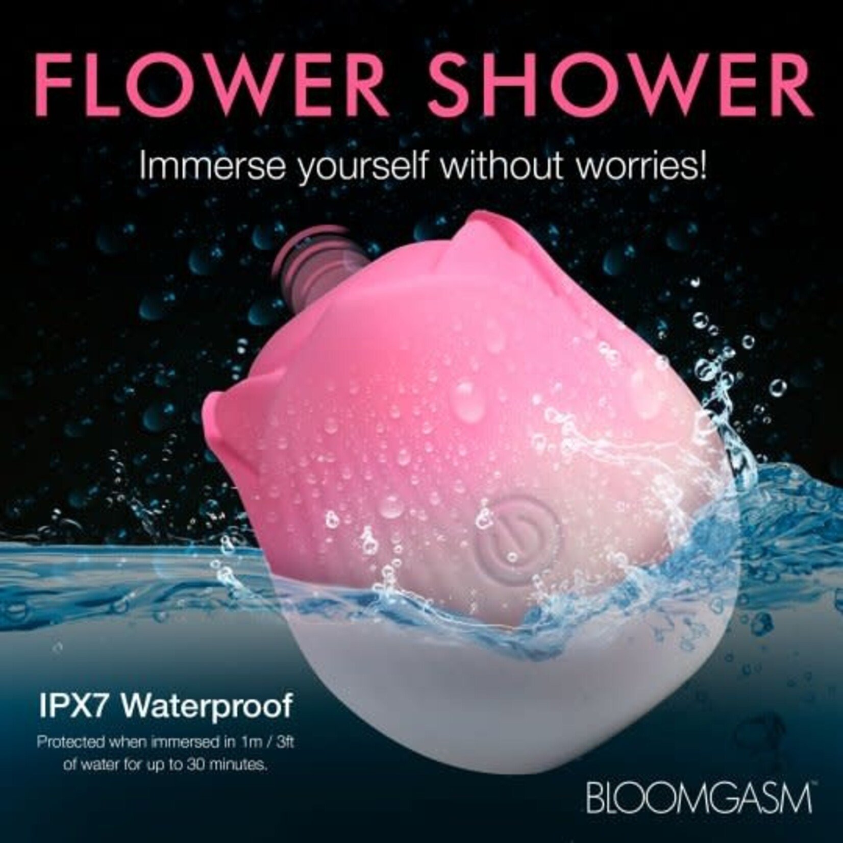 XR BRANDS BLOOMGASM PULSING PETALS ROSE STIMULATOR IN PINK