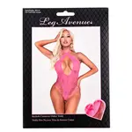 LEG AVENUE LEG AVENUE KEYHOLE CROSSOVER HALTER TEDDY - PINK - ONE SIZE FITS MOST