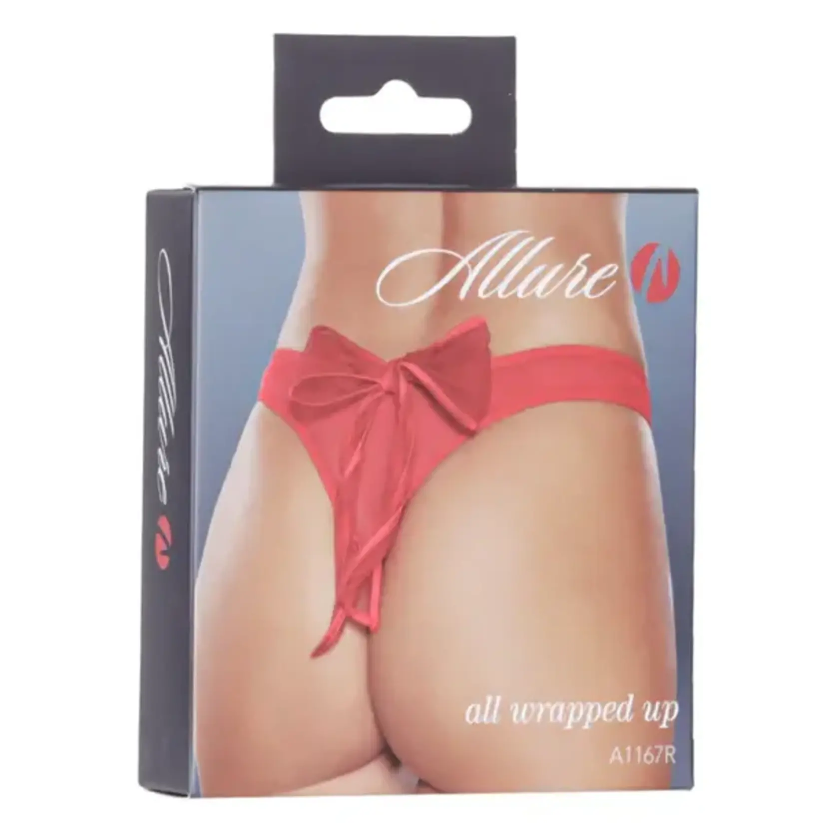 ALLURE LINGERIE ALLURE ALL WRAPPED UP THONG- RED - ONE SIZE FITS MOST