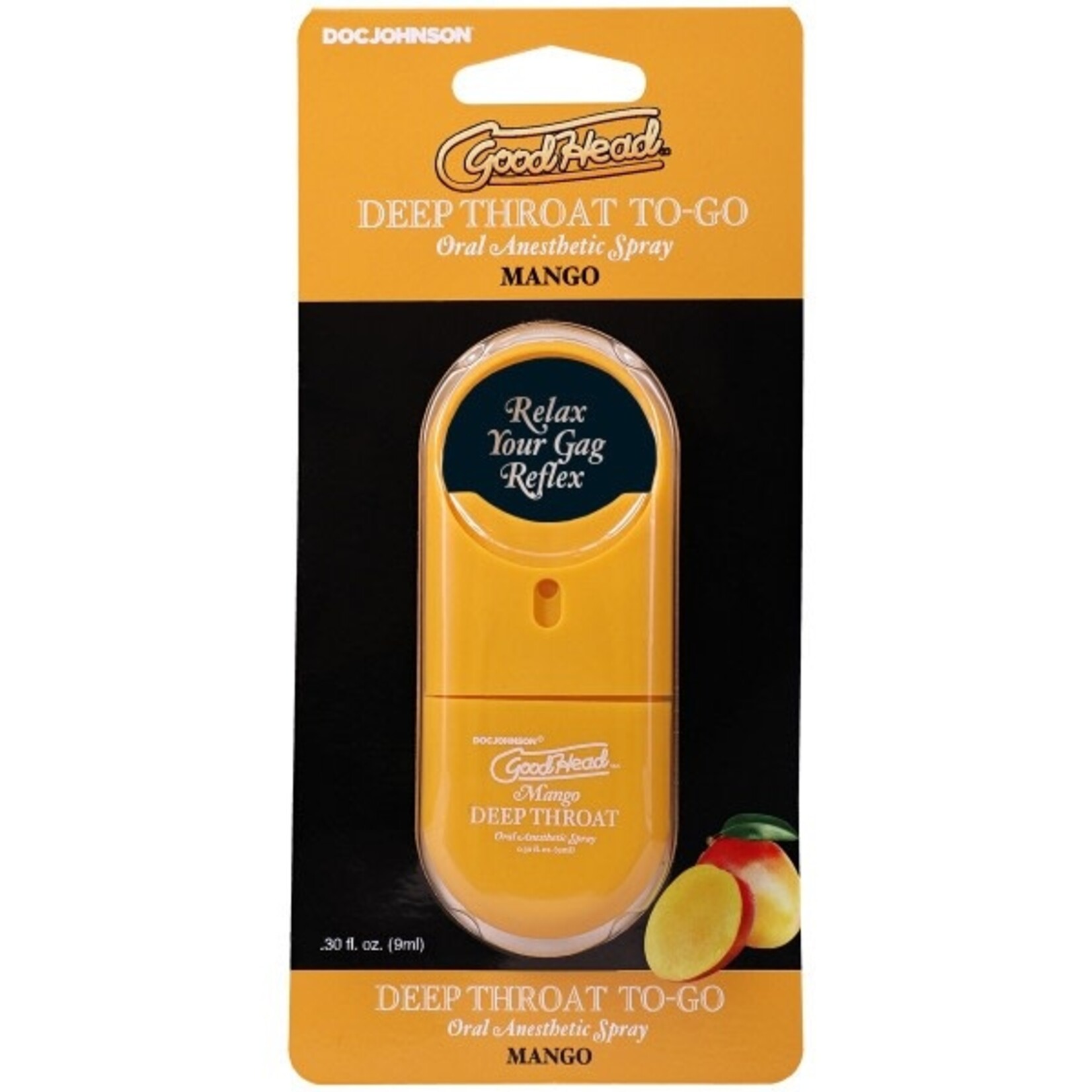 DOC JOHNSON GOODHEAD DEEP THROAT SPRAY TO-GO MANGO .30 FL. OZ.