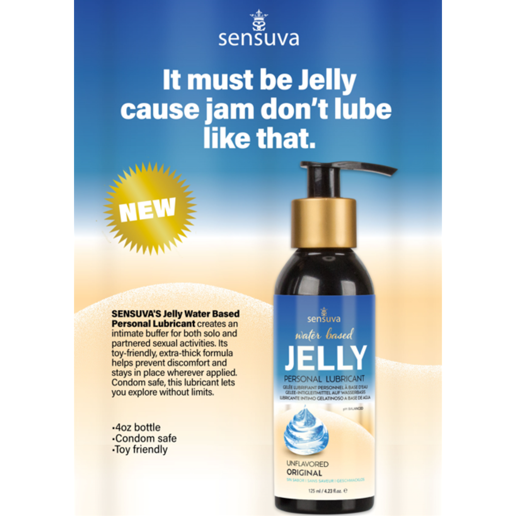 SENSUVA SENSUVA - JELLY WATER-BASED PERSONAL LUBRICANT 125ML 4 FL.OZ. BOTTLE