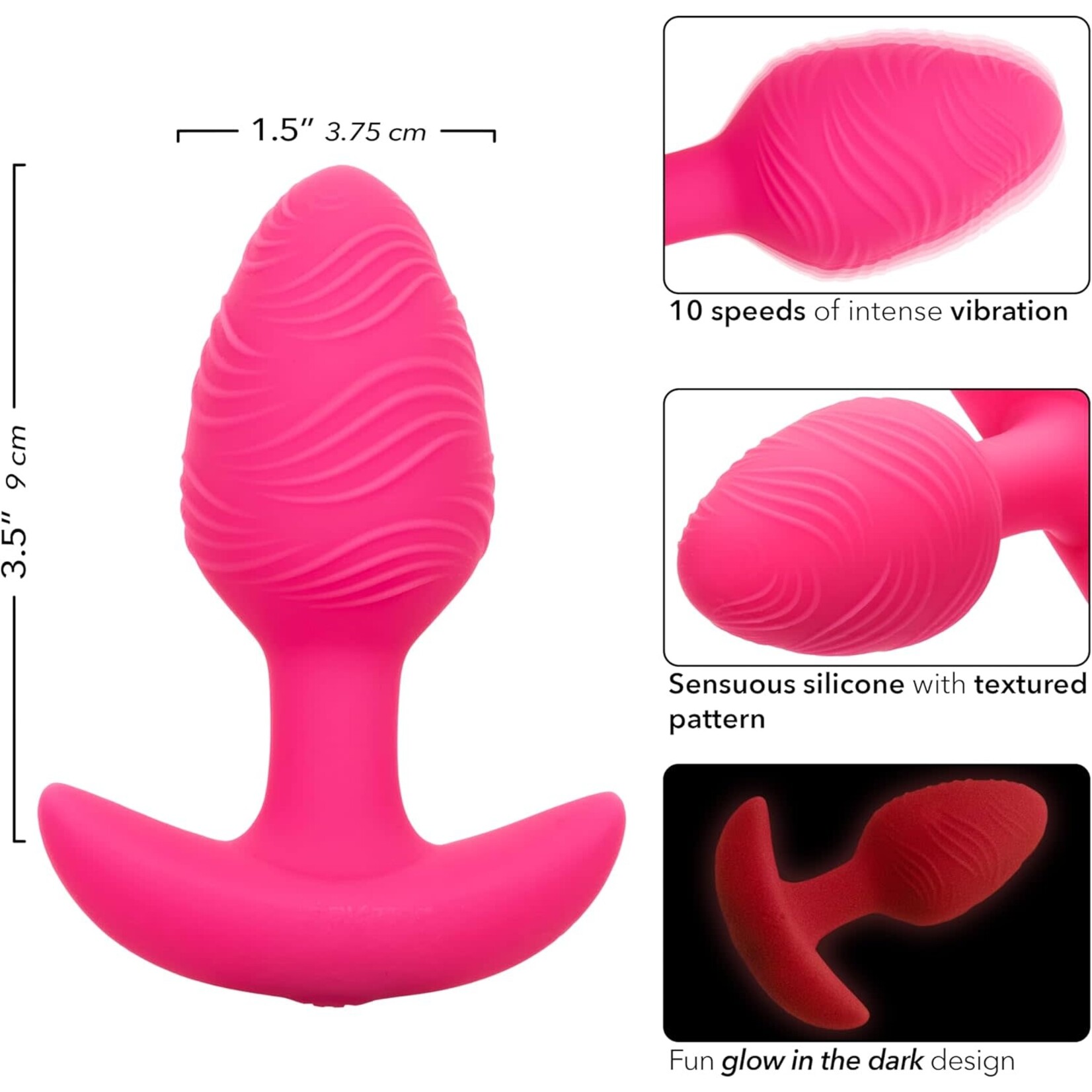CALEXOTICS CHEEKY VIBRATING GLOW-IN-THE-DARK BUTT PLUG