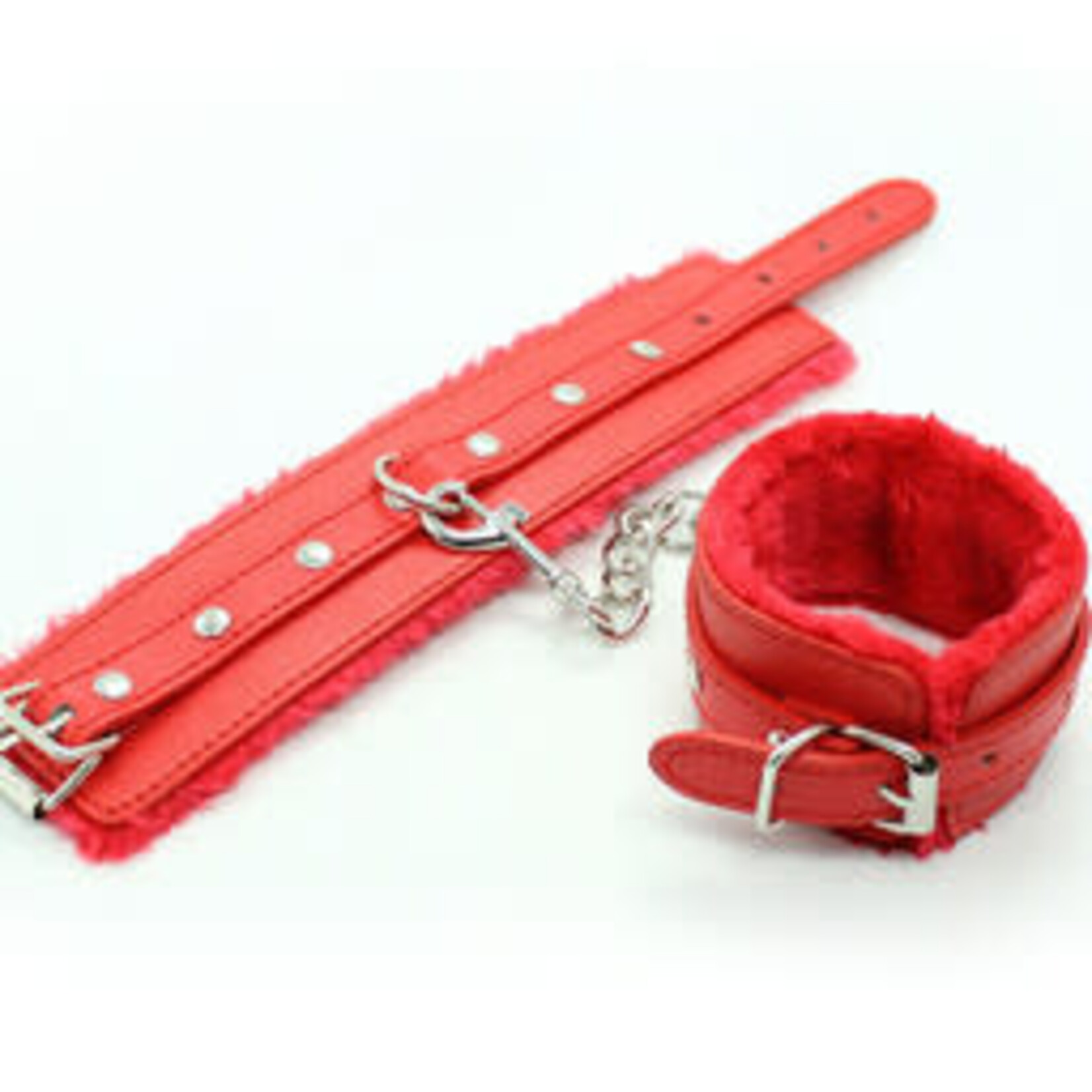 FETISH BOUTIQUE VELVET ANKLE CUFFS RED