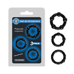 SMOOTH-NUBS TRIPLE STAMINA RING SET BLACK