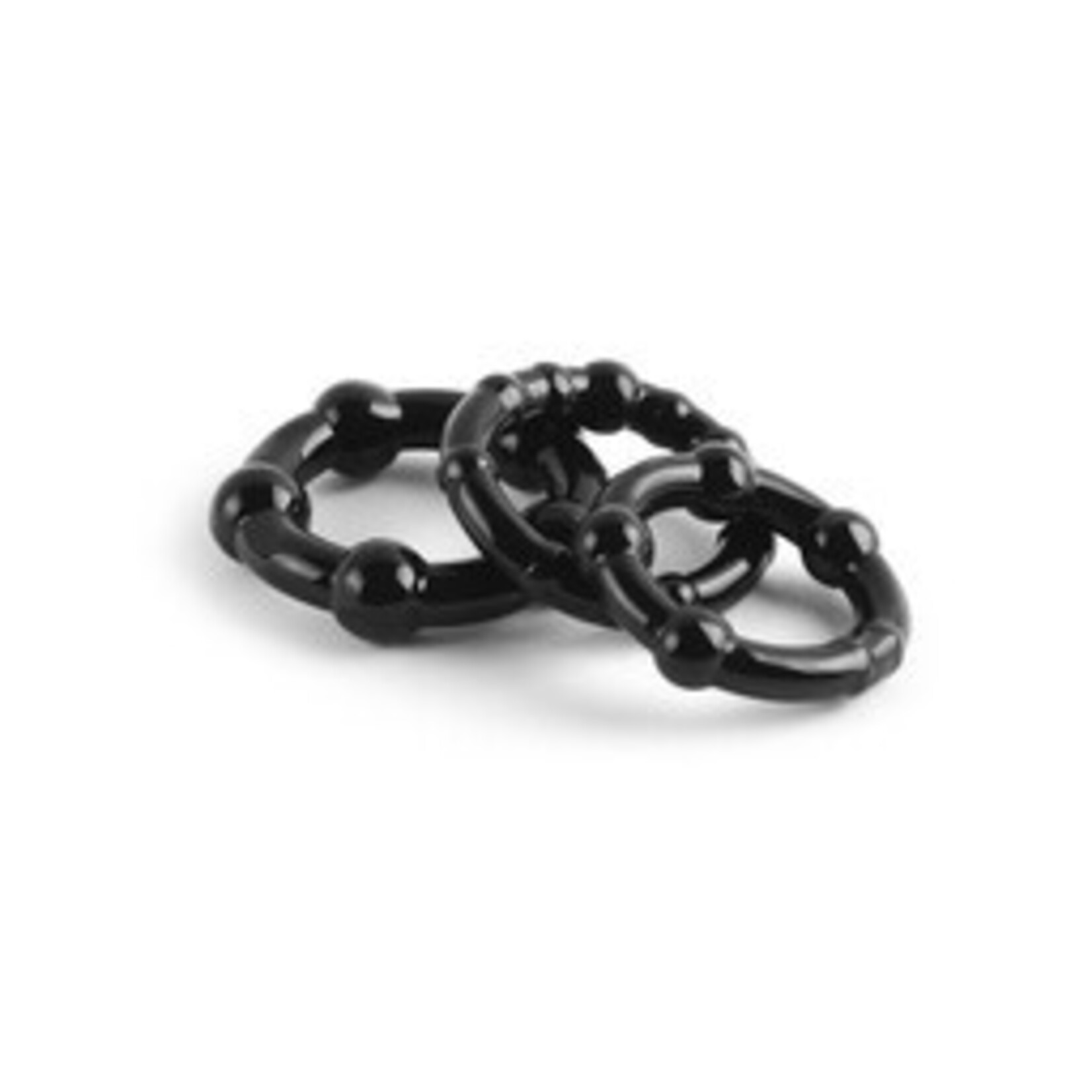 SMOOTH-NUBS TRIPLE STAMINA RING SET BLACK