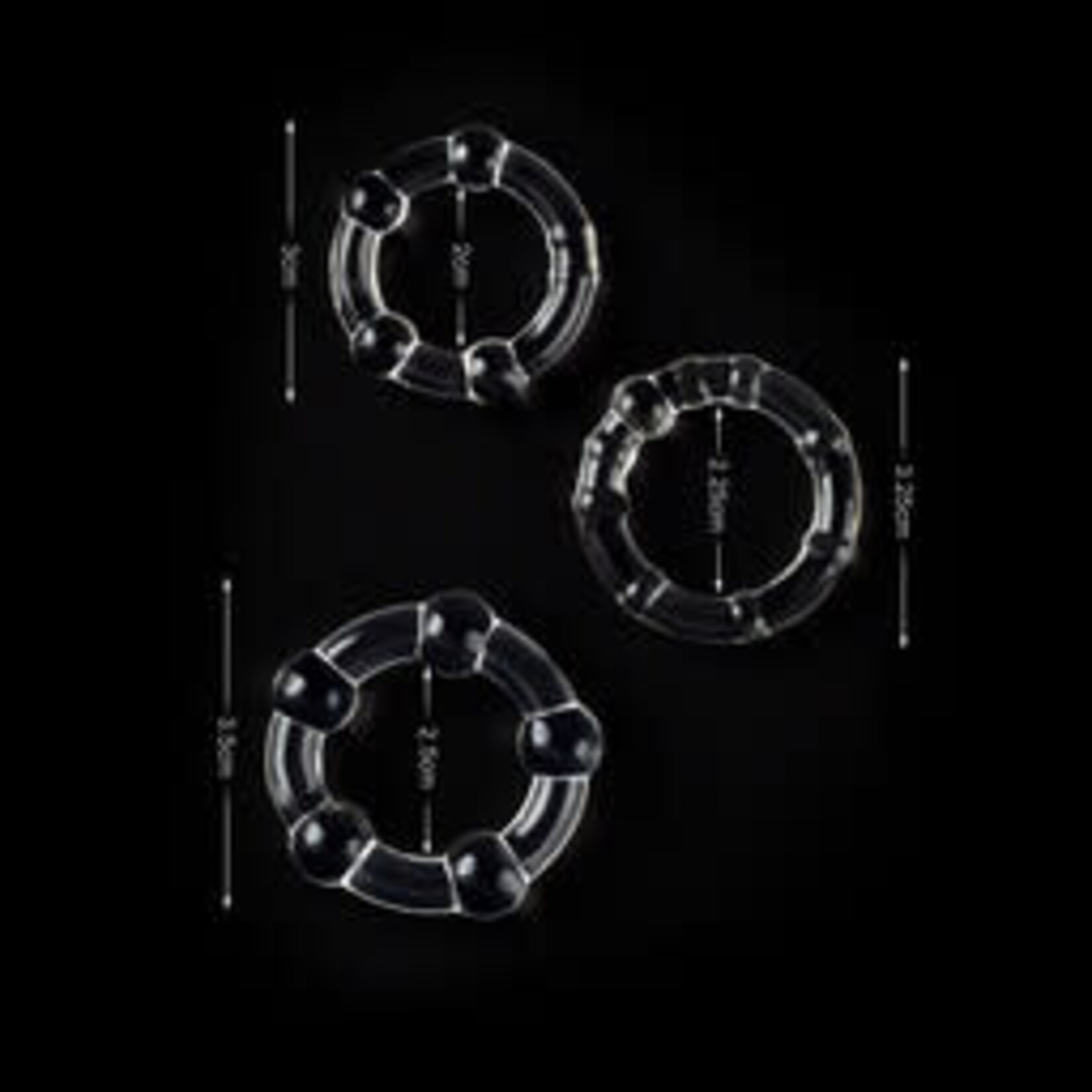 SMOOTH-NUBS TRIPLE STAMINA RING SET CLEAR