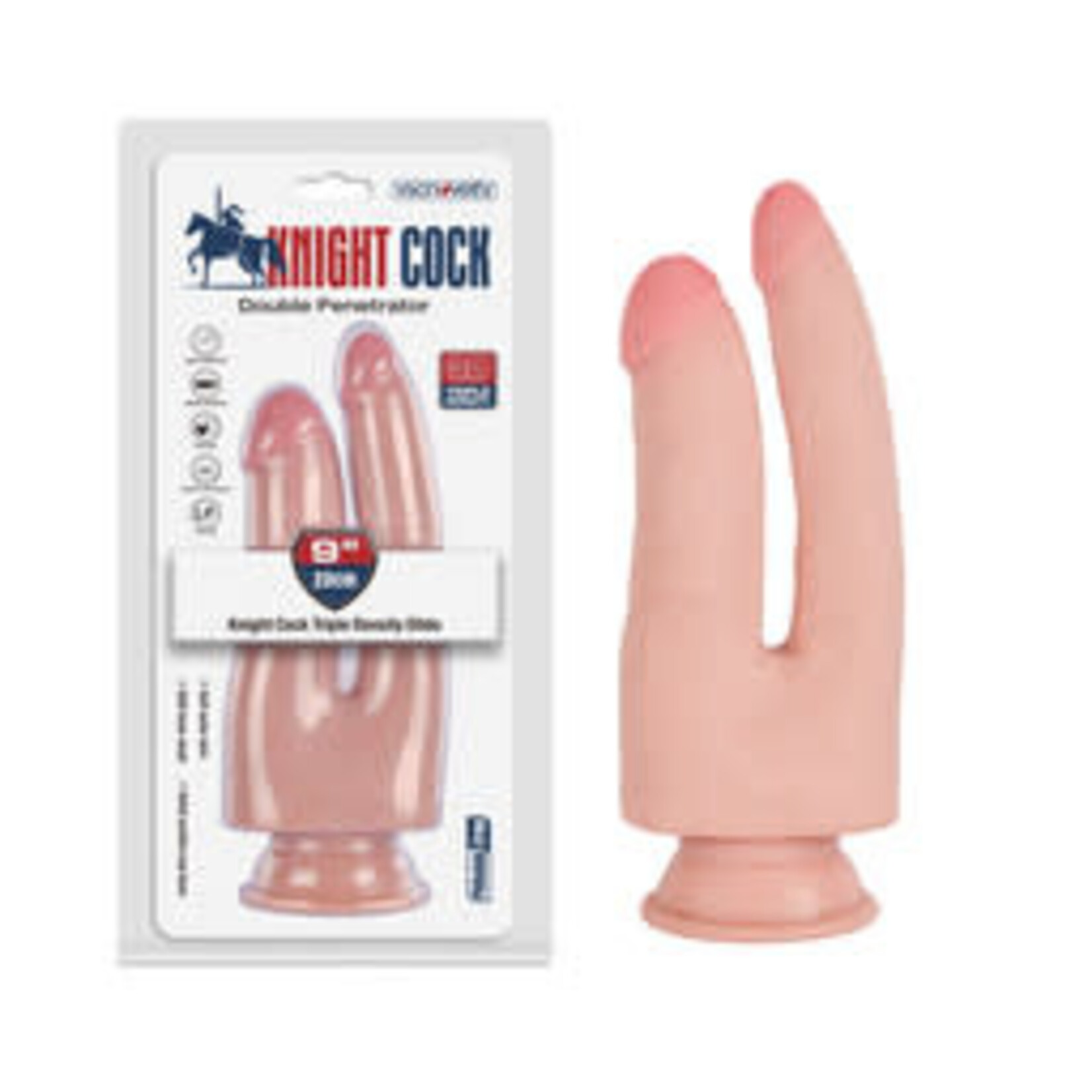 9" KNIGHT COCK 3D TRIPLE DENSITY DOUBLE PENETRATOR