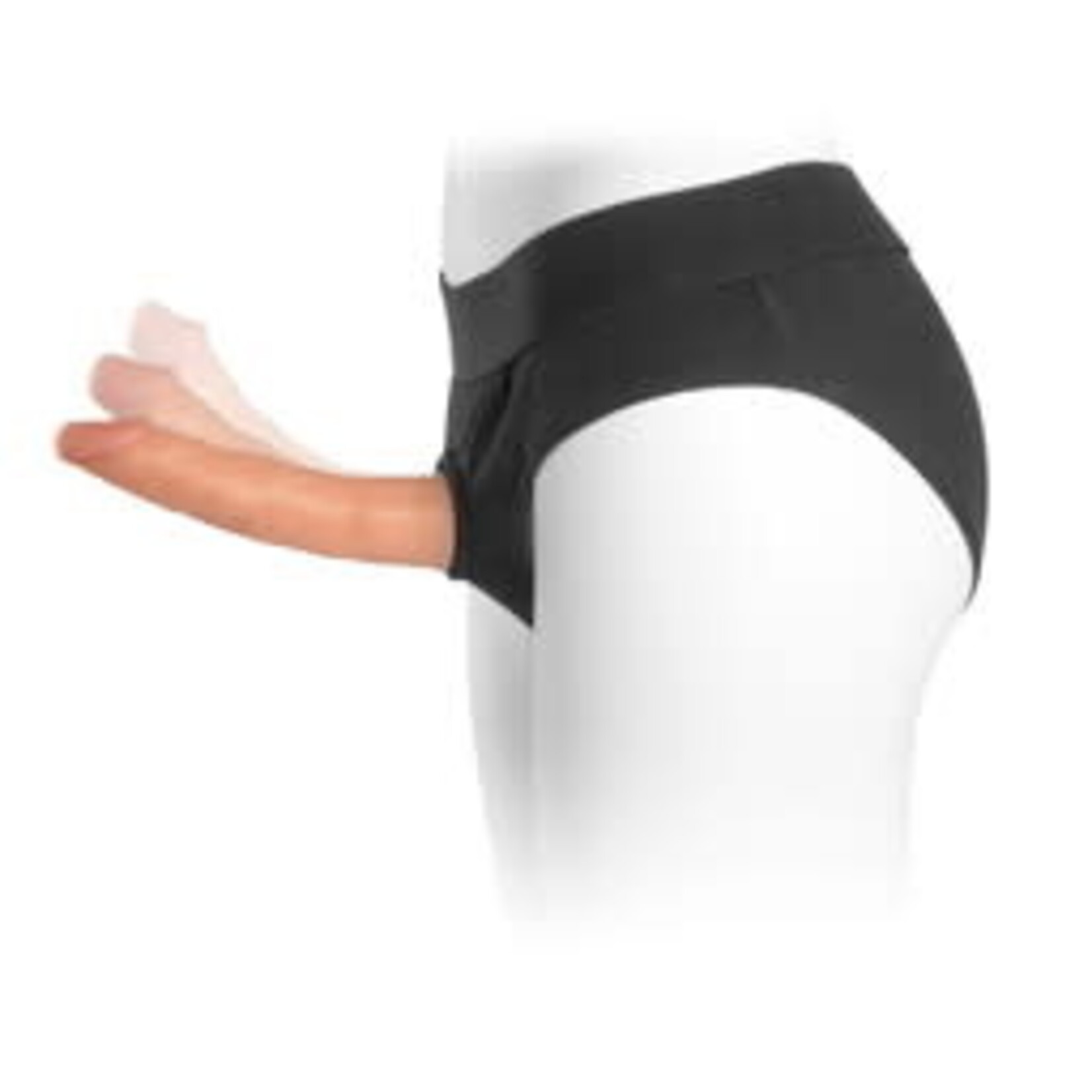 VERSATILE UNISEX STRAP-ON HARNESS BRIEFS KIT WITH DUAL LAYER BENDABLE DILDO 7.5"