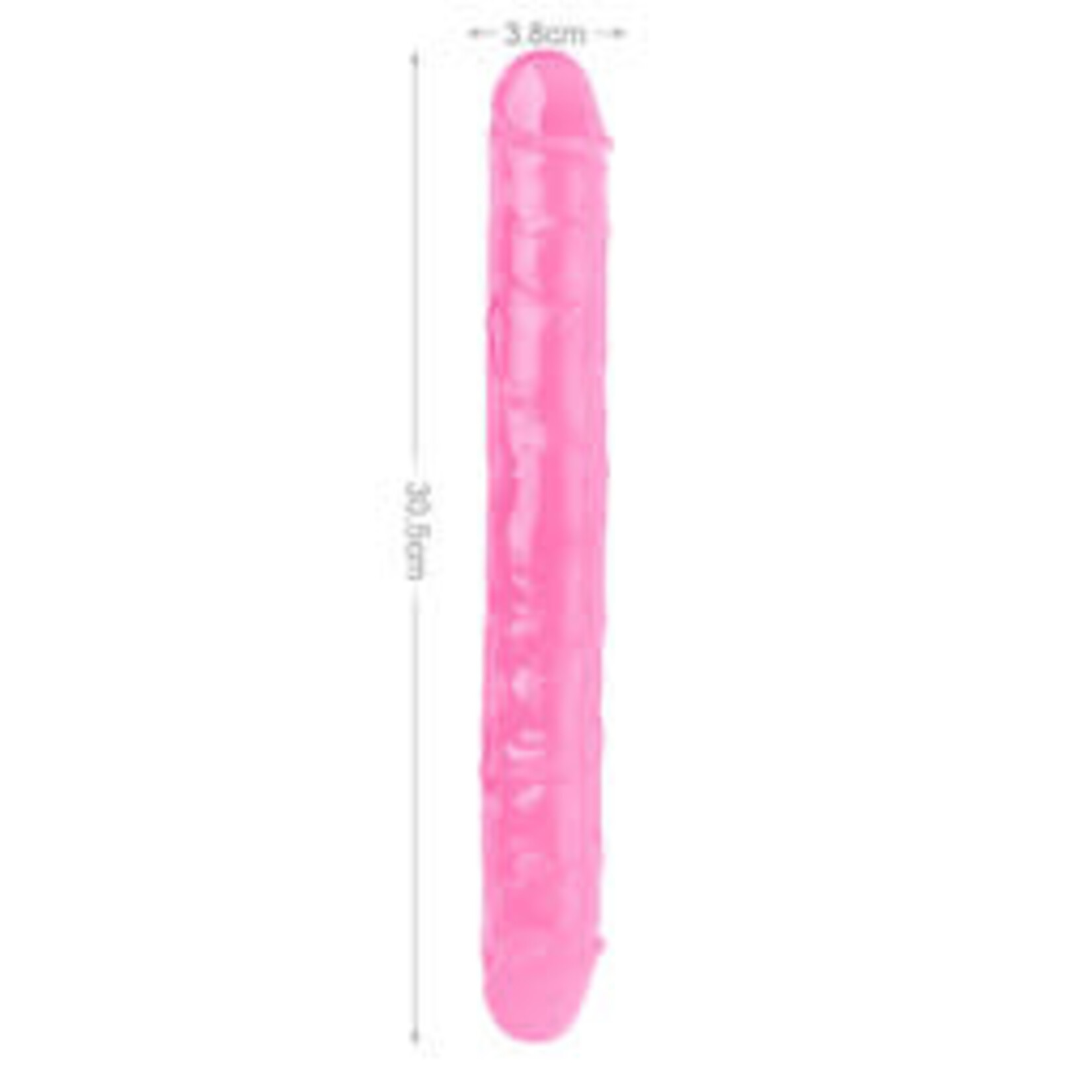 12" MR. RUDE -CRYSTAL JELLIES REALISTIC DOUBLE-ENDED DILDO PINK