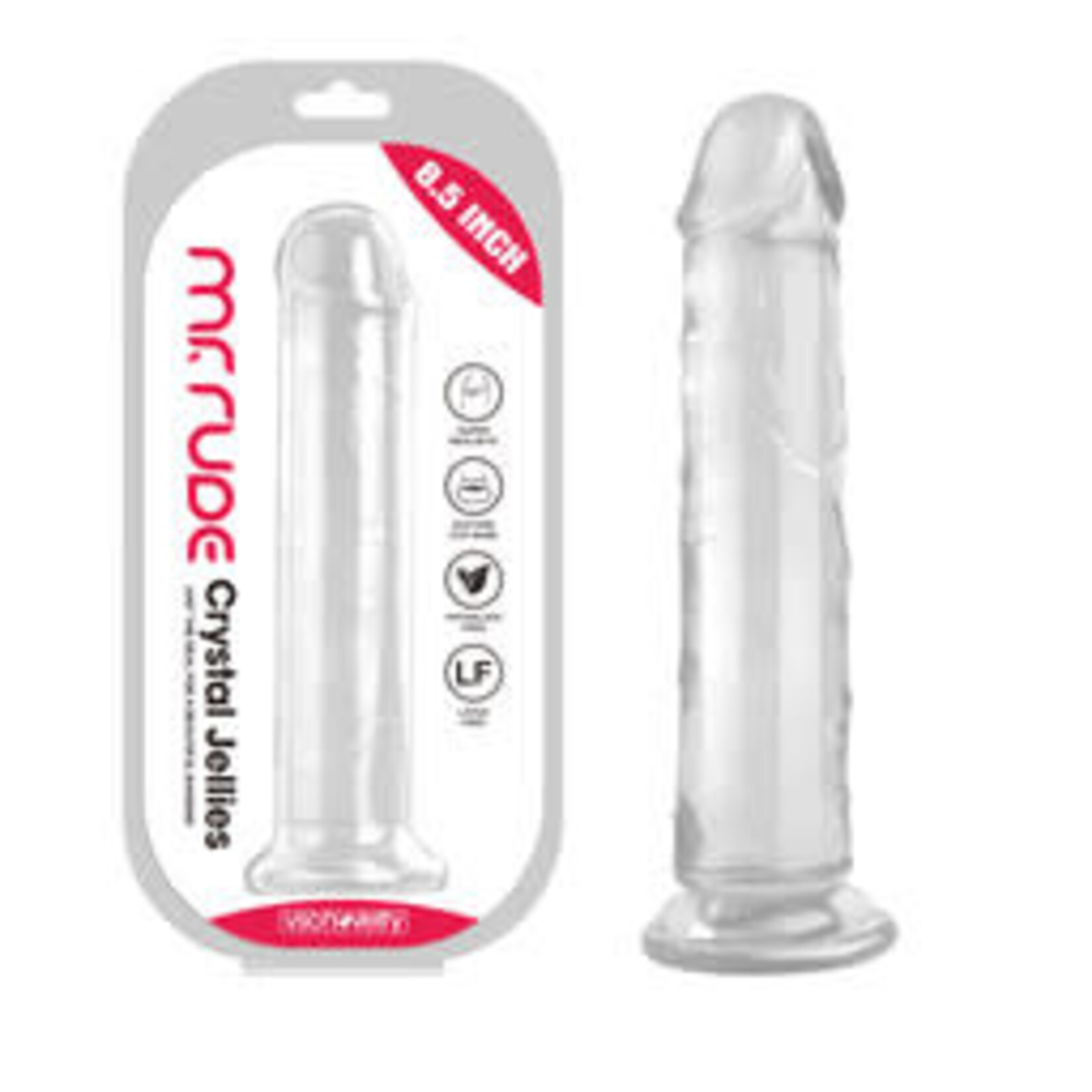 8.5 " MR. RUDE -CRYSTAL JELLIES REALISTIC DILDO CLEAR