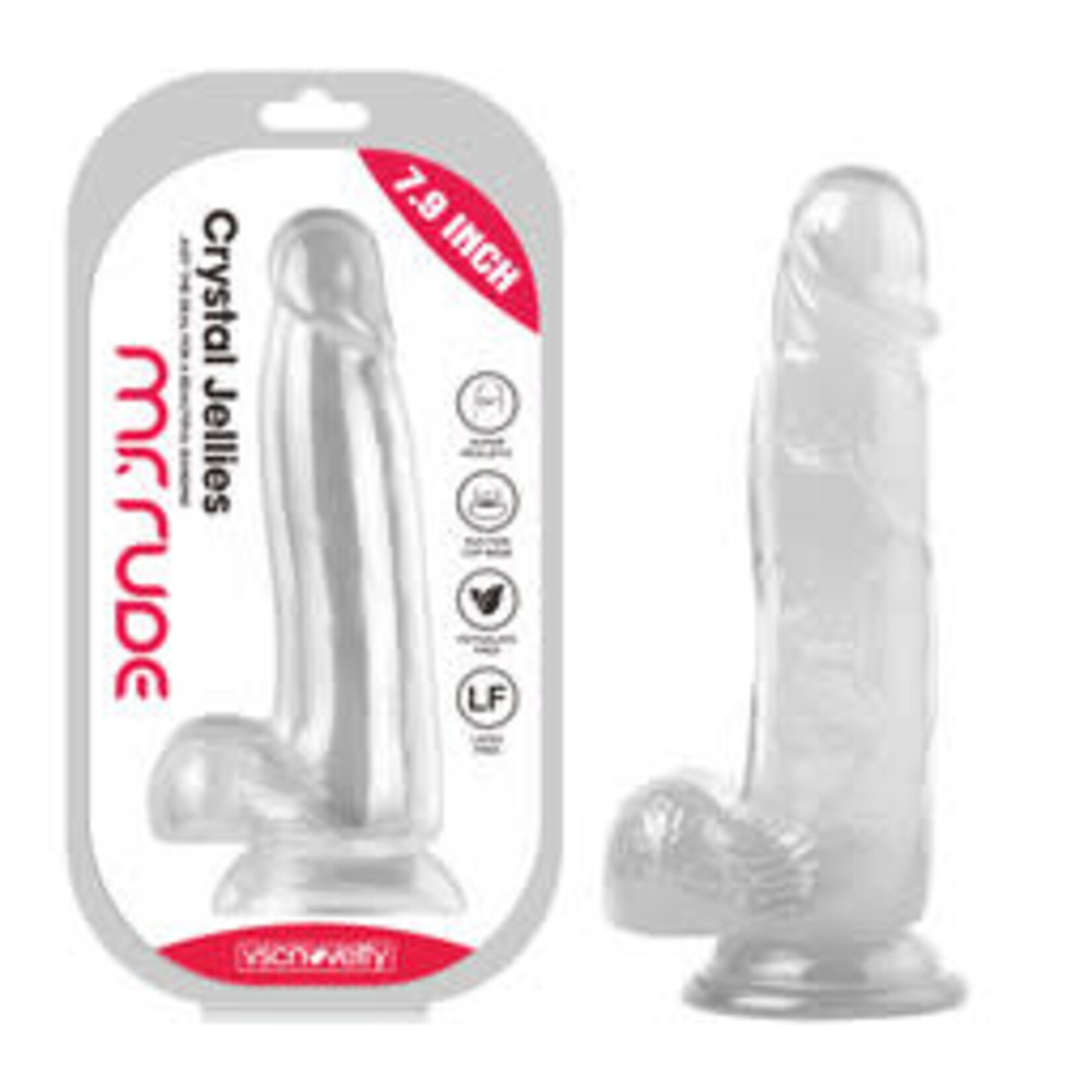 7.9 " MR. RUDE -CRYSTAL JELLIES REALISTIC DILDO CLEAR
