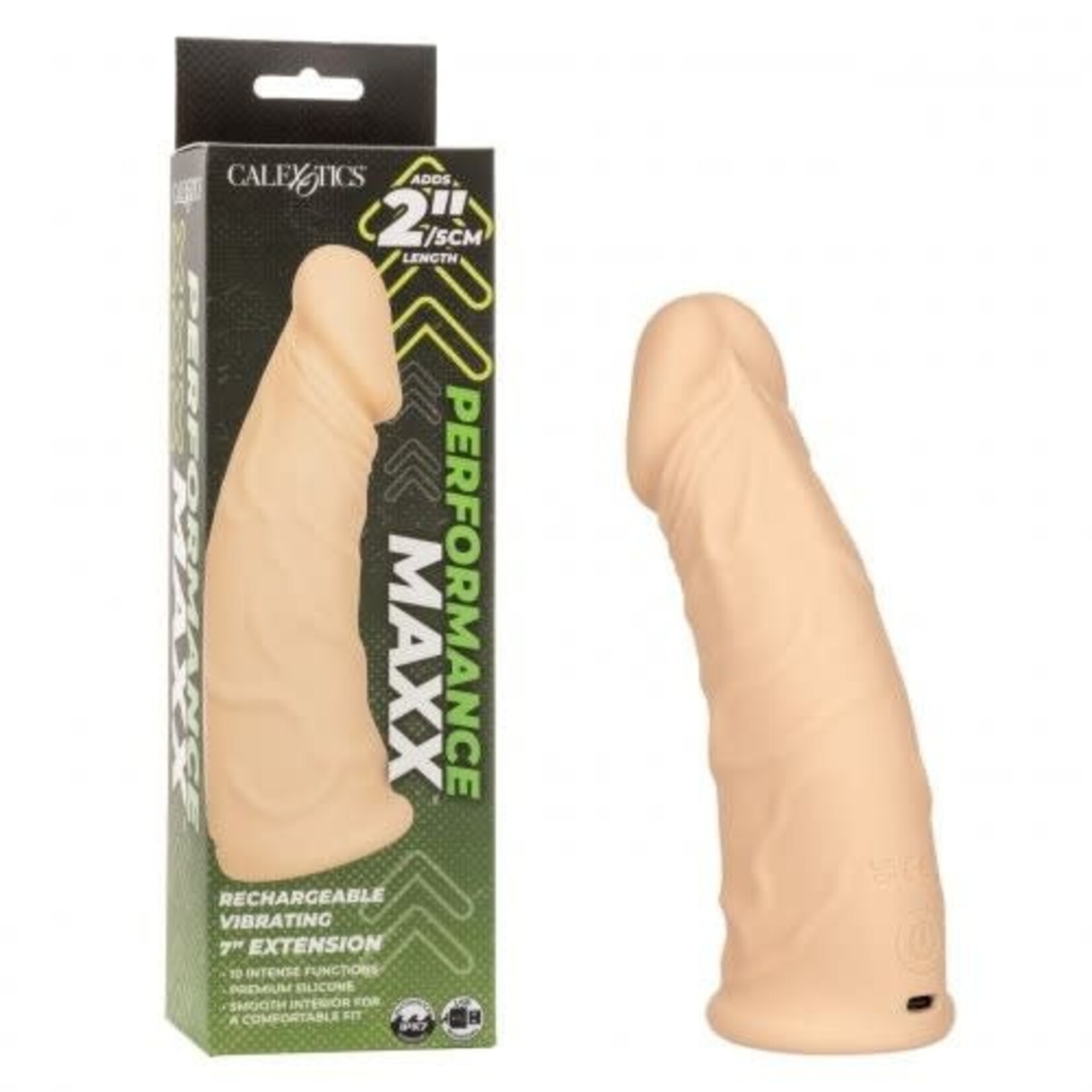 CALEXOTICS PERFORMANCE MAXX RECHARGEABLE VIBRATING EXTENSION 7" - IVORY