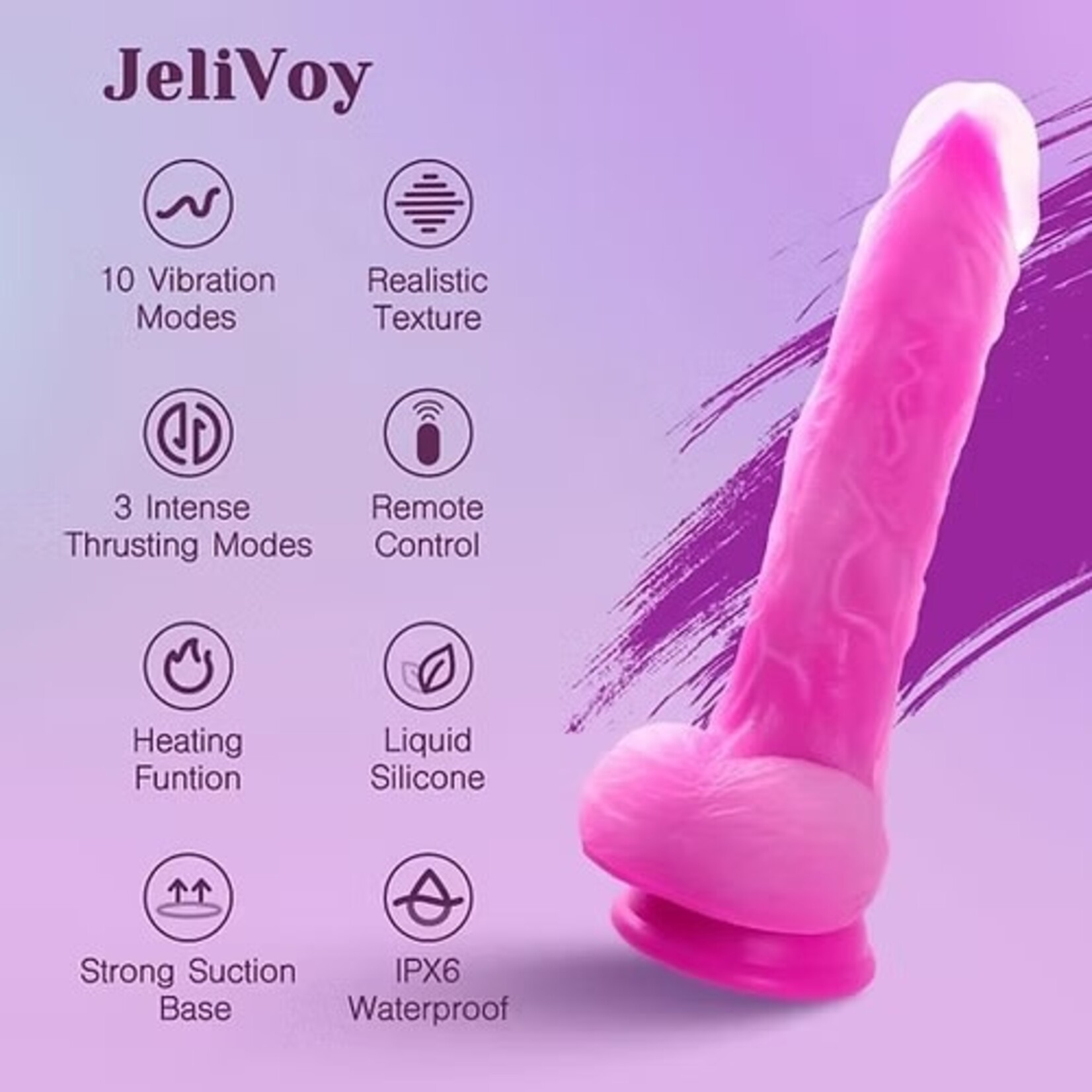 TRACY'S DOG TRACY'S DOG - JELIVOY THRUSTING DILDO JELLYSKIN ROSE RED