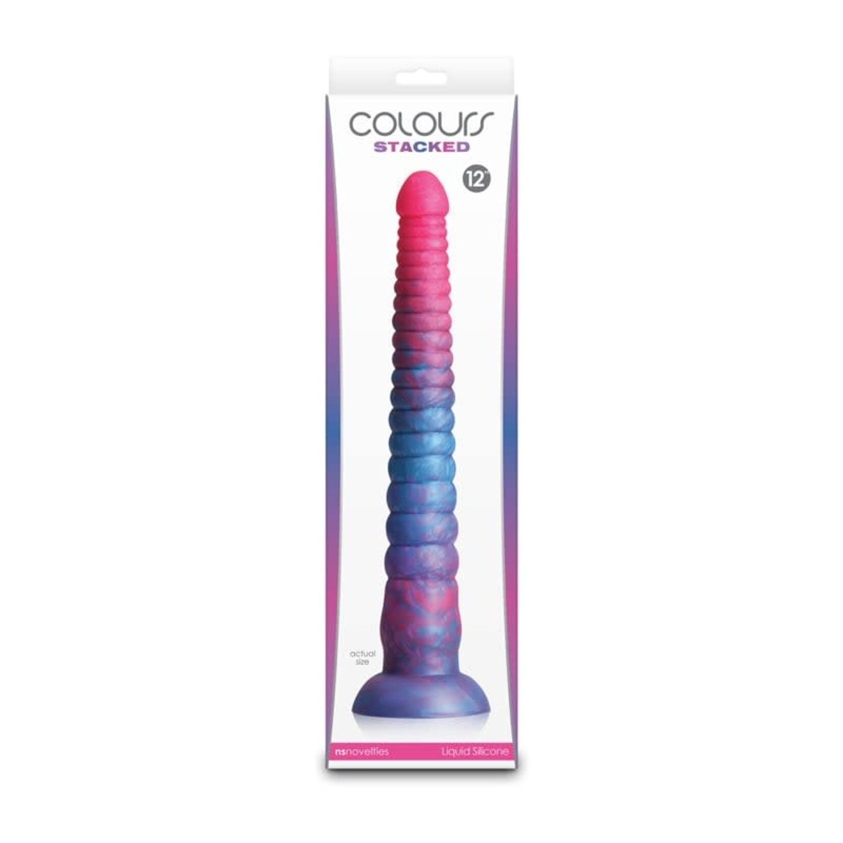 NS - COLOURS - STACKED - 12" DILDO - PINK/BLUE