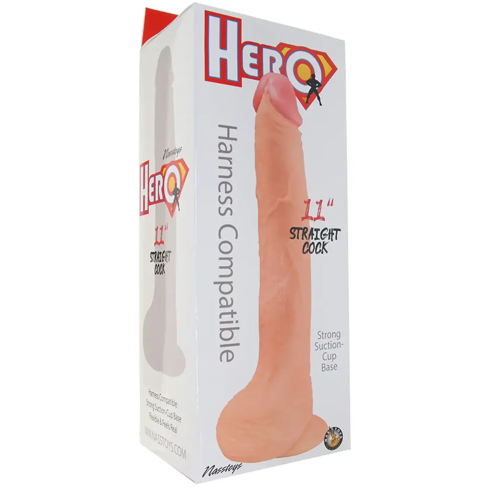 HERO 11 INCH STRAIGHT HARNESS COMPATIBLE DILDO