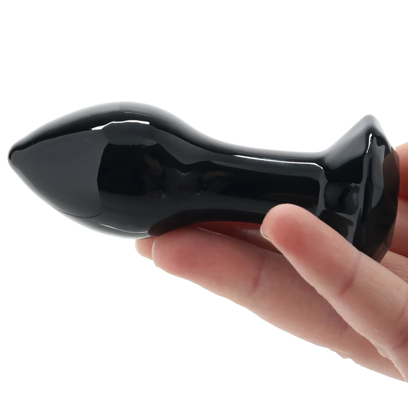 CRYSTAL GLASS GEM PLUG IN BLACK