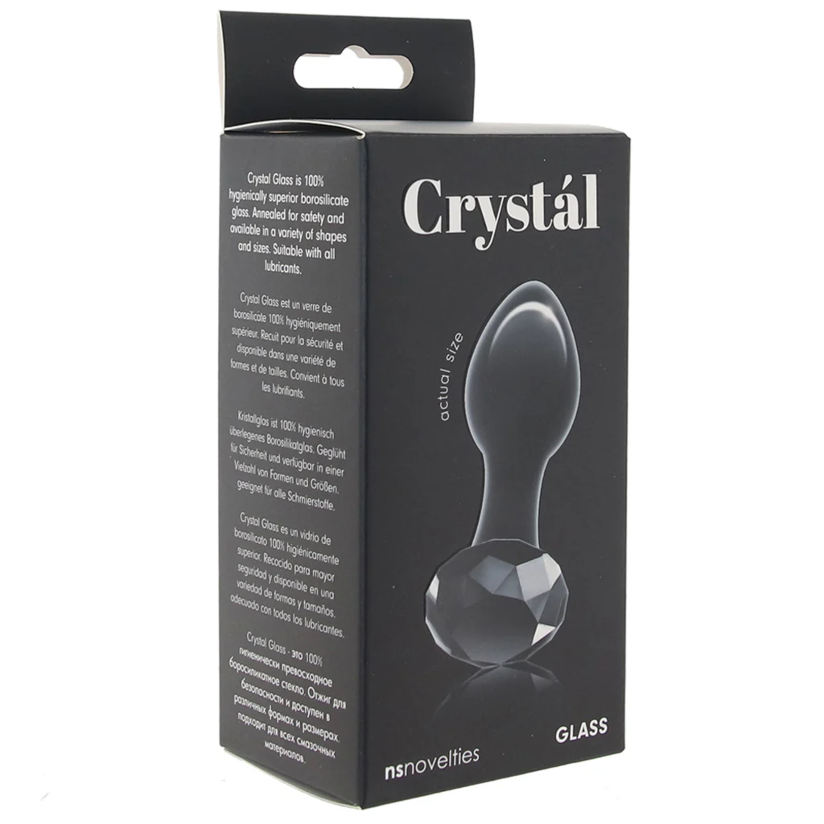 CRYSTAL GLASS GEM PLUG IN BLACK