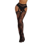 OH YEAH! OH YEAH! -  BLACK SEXY FLORAL FISHNET PANTYHOSE TIGHTS L-2XL BLACK