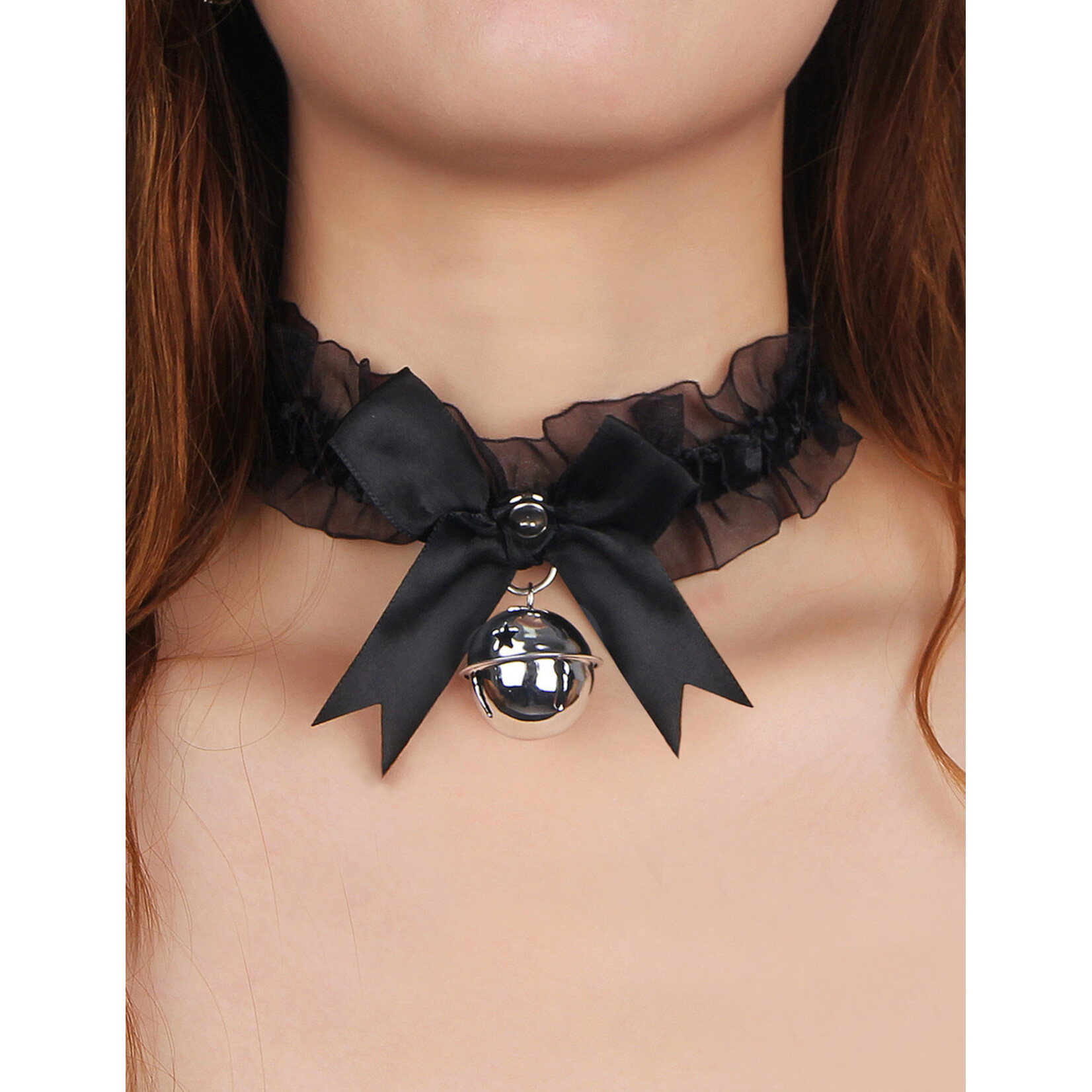 OH YEAH! OH YEAH! -  BLACK SEXY BOW LACE BELL NECK RING ONE SIZE BLACK