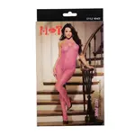 HOT BY SHIRLEY OF HOLLYWOOD - LARGE FISHNET HALTER BODYSTOCKING-PINK - OS