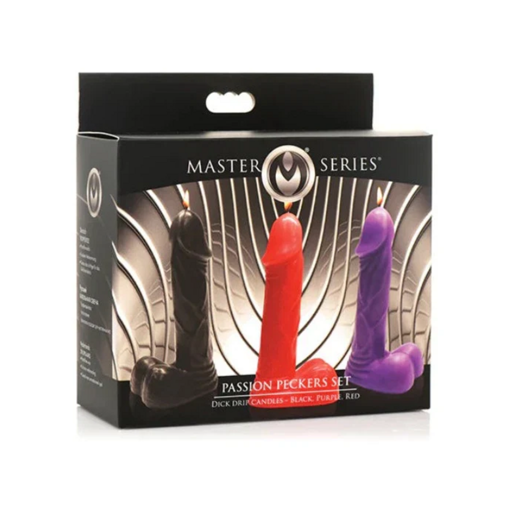 MASTER SERIES MASTER SERIES PASSION PECKERS CANDLE SET - BLACK, PURPLE, RED