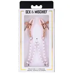 SEX & MISCHIEF S&M PEACHES 'N CREAME PEARL NIPPLE CLAMPS